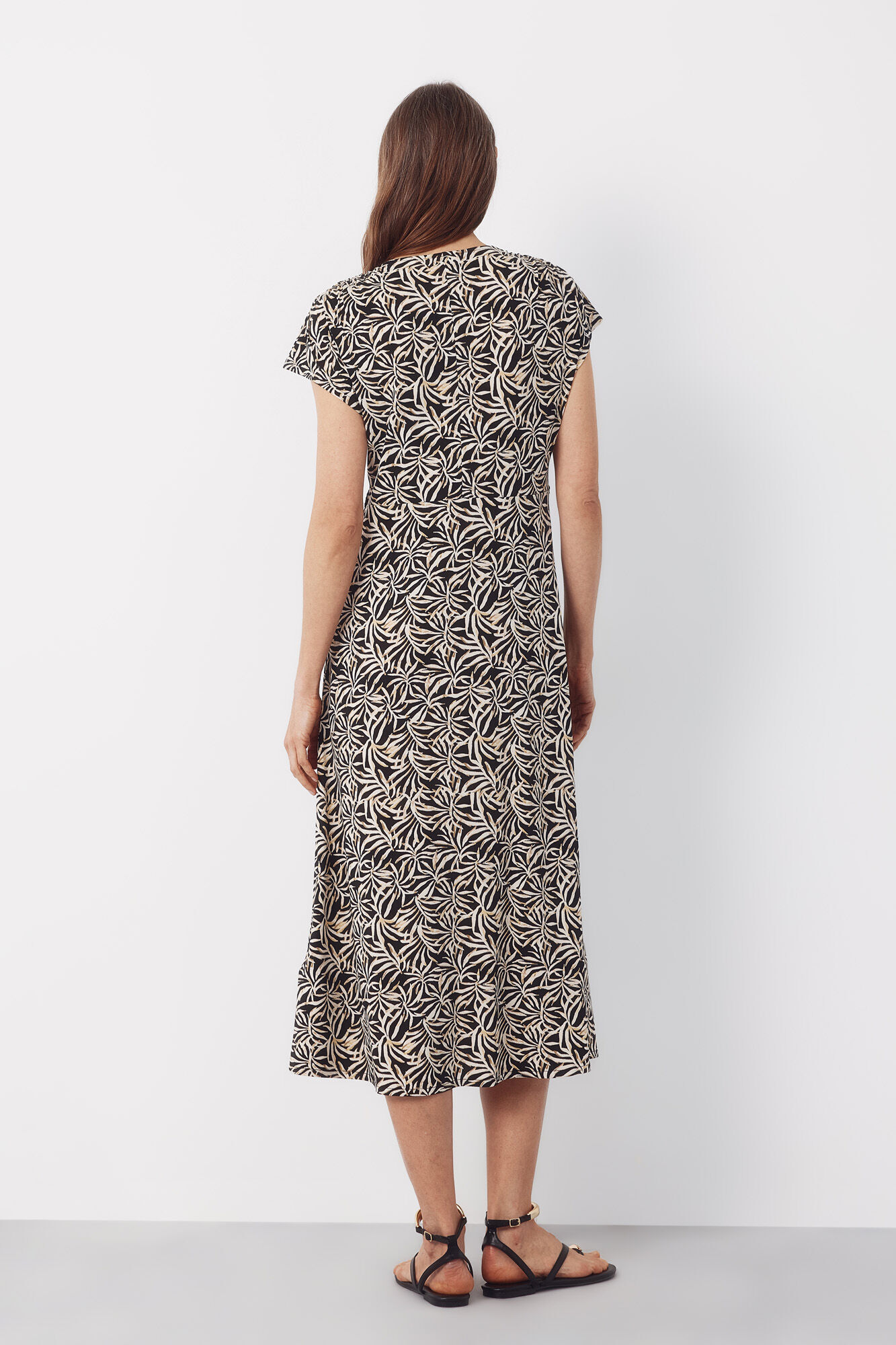 Cortefiel Braided print dress Printed grey