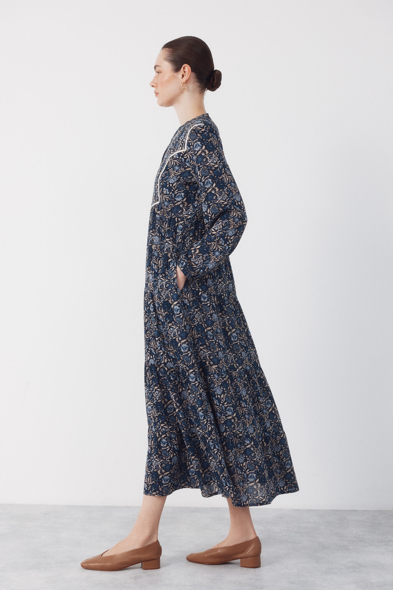 Cortefiel Fluid printed dress Printed blue