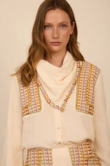 Meisie Blusa bimaterial com len&ccedil;o Branco