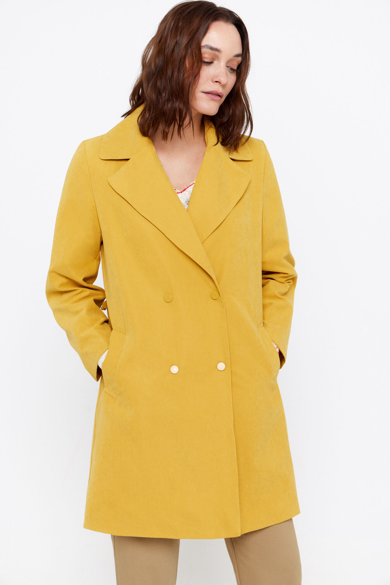 Cortefiel Fluid water-repellent trench coat Gold