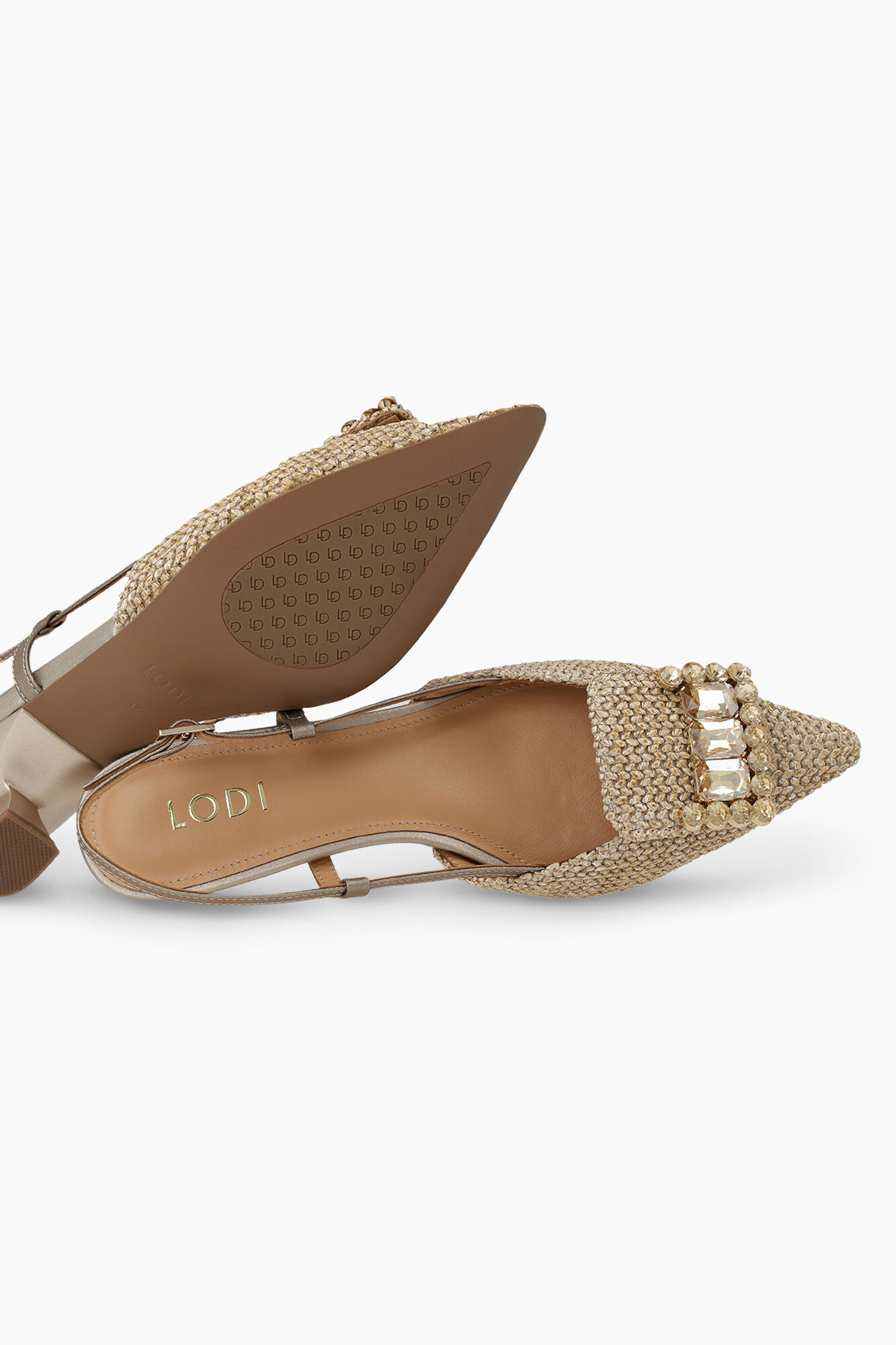 Lodi Sapatos de salto abertos atr&aacute;s em pele Amarelo