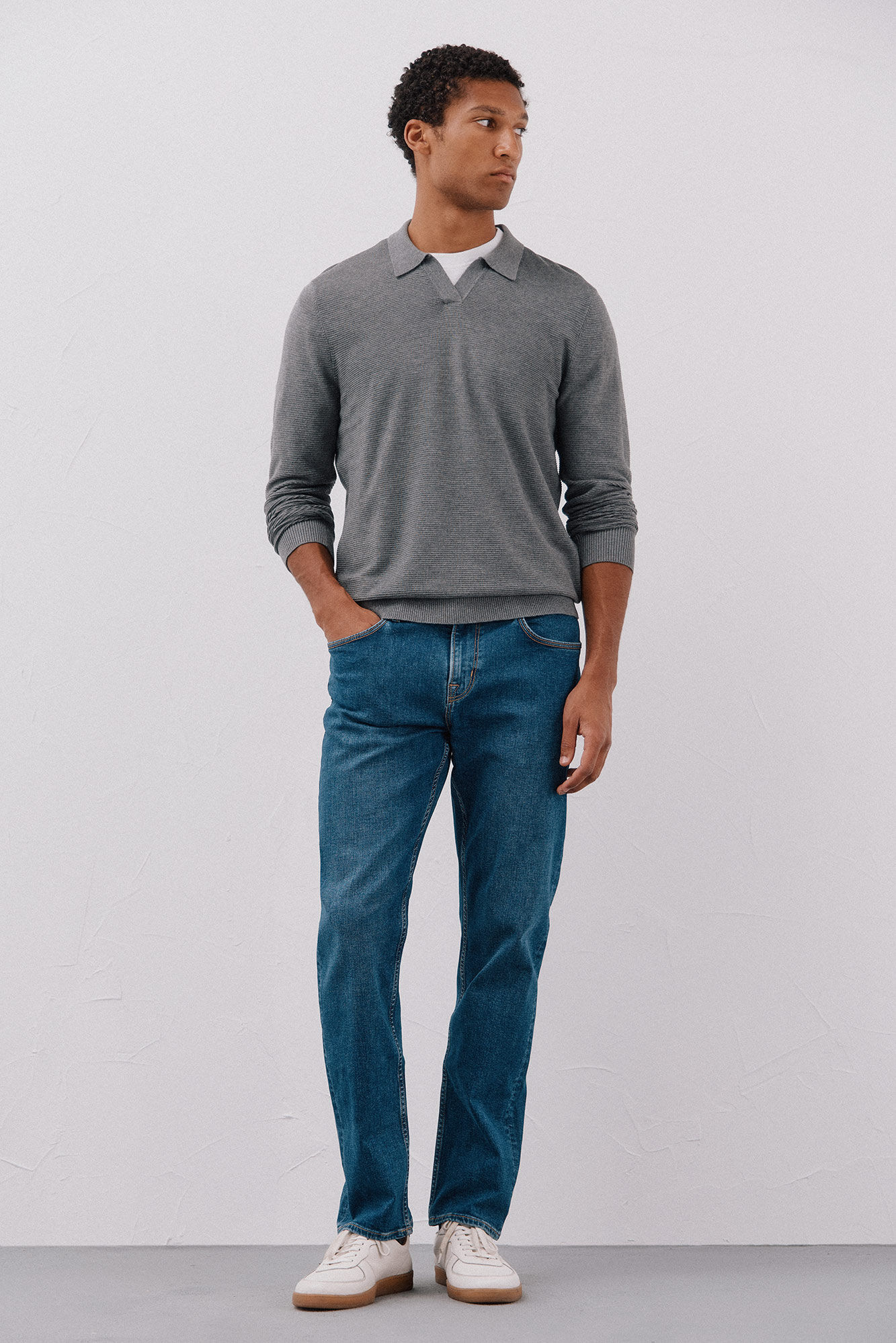 Cortefiel Fine knit jumper Grey