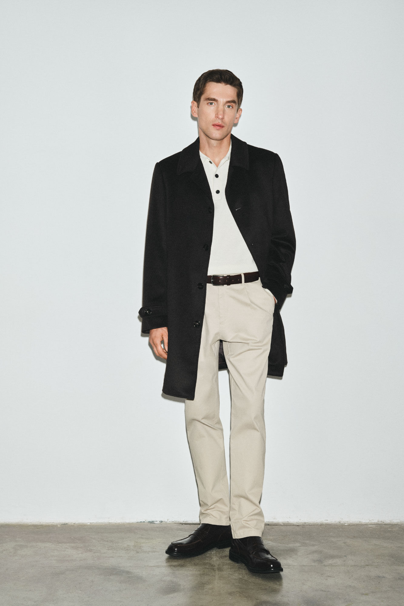 Cortefiel Wool shirt coat Dark brown