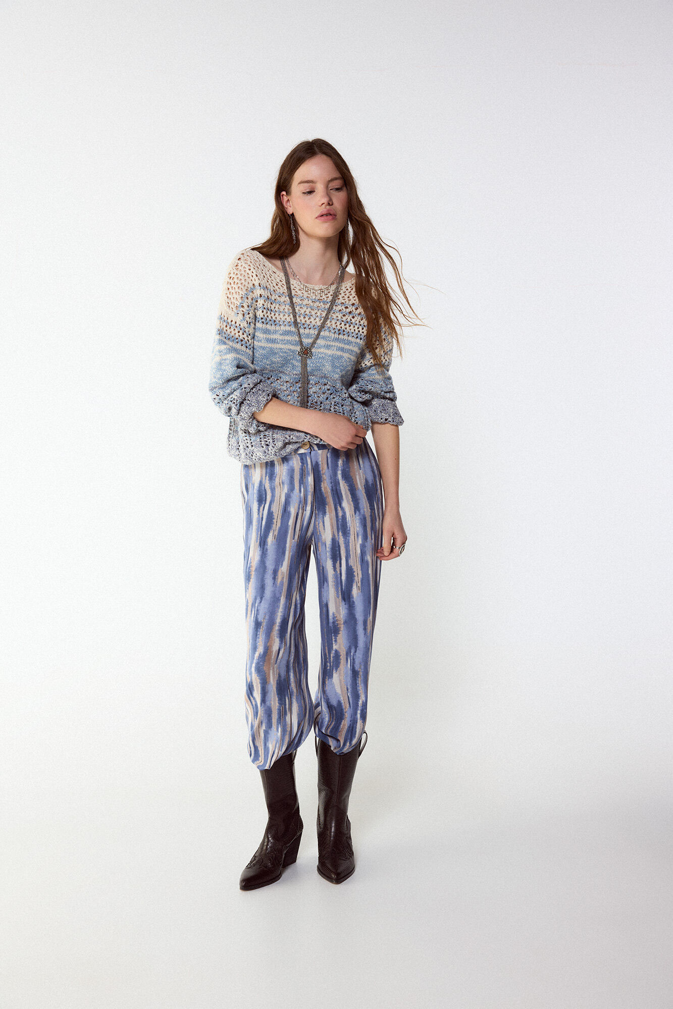 Slowlove Camisola de malha rendada Azul