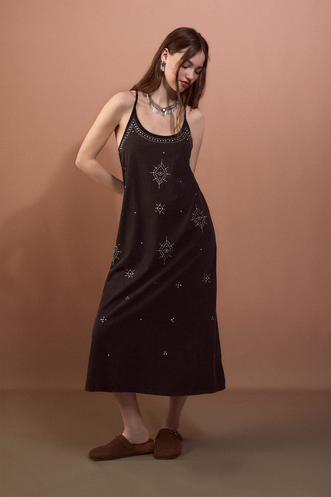 Slowlove Vestido tirantes tachas