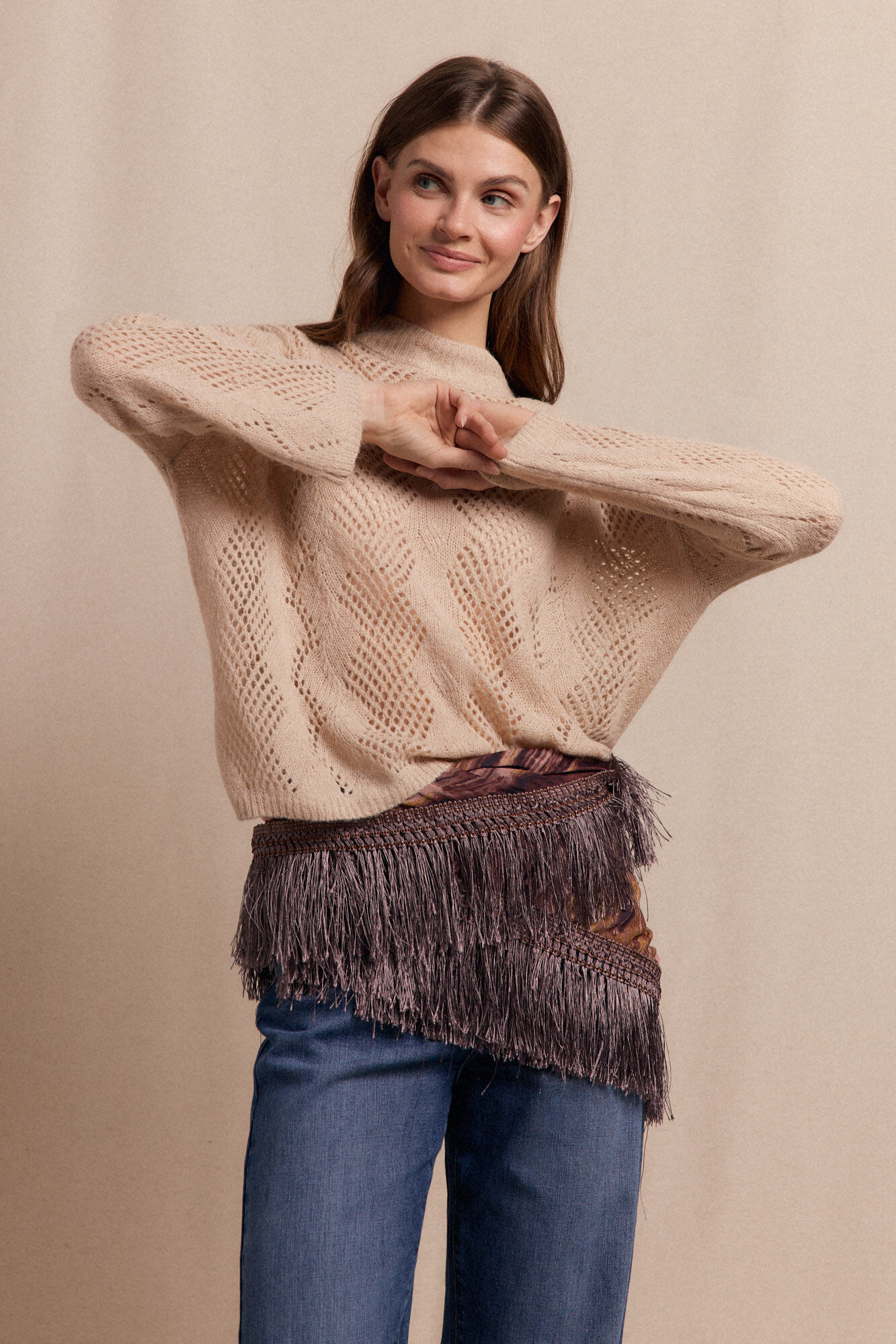 Slowlove Perkins openwork jersey Beige