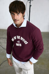 Cortefiel Round neck sweatshirt with logo Maroon