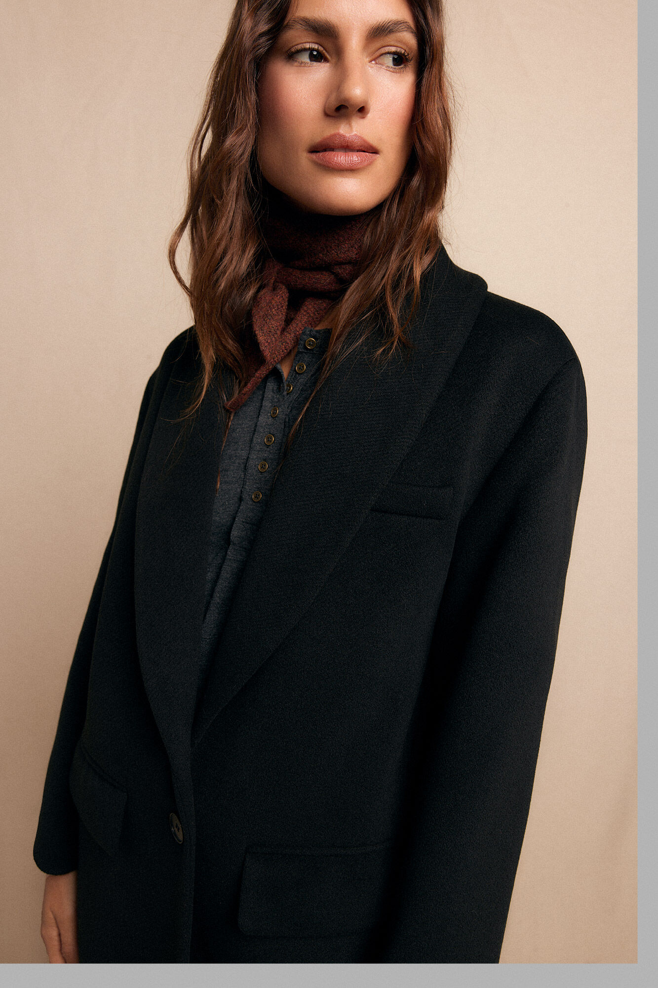 Slowlove Sobretudo longo com gola xale