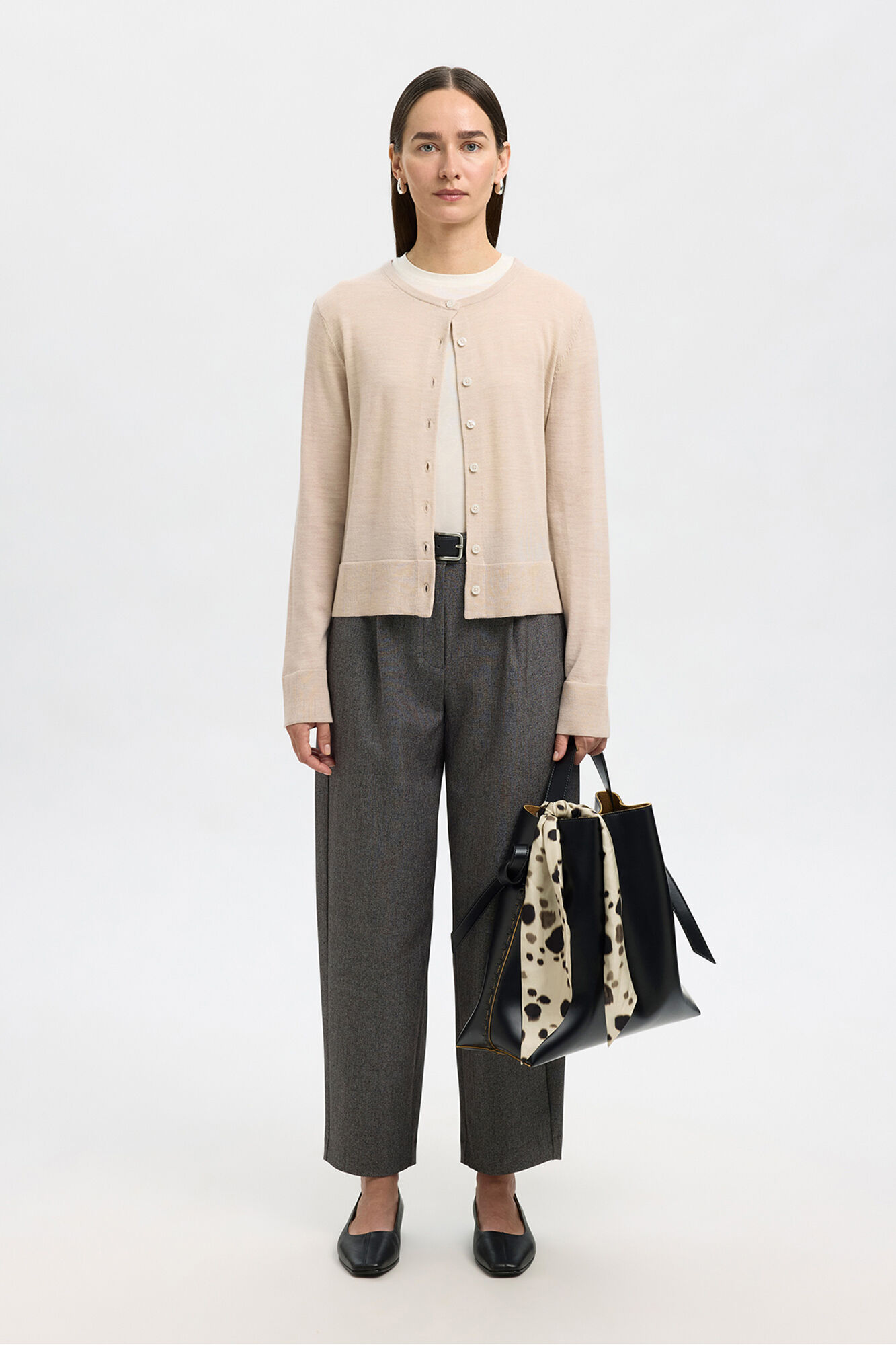 Selected Casaco de malha 100% l&atilde; merino. Tostado