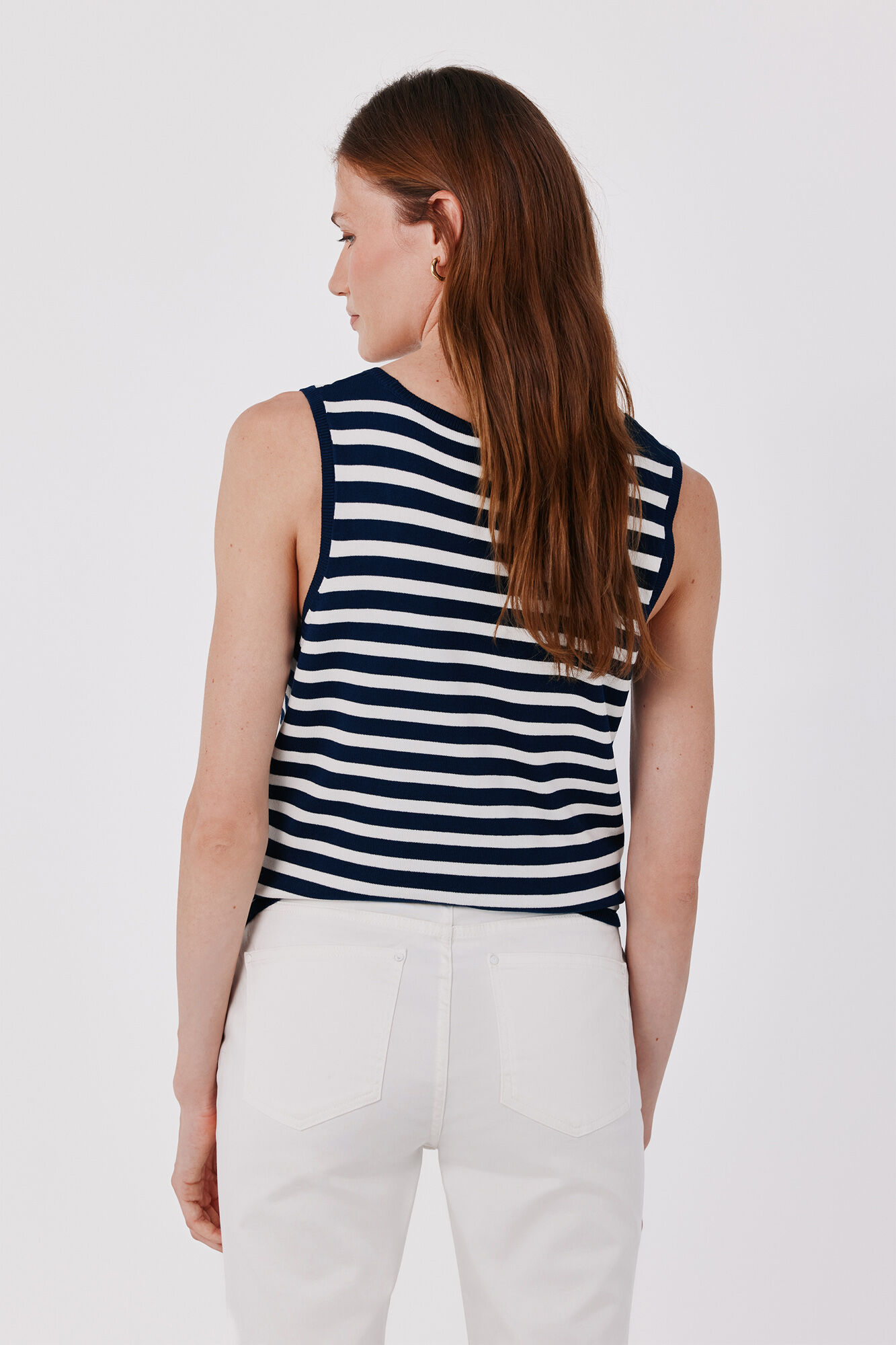 Cortefiel Striped knit top Navy