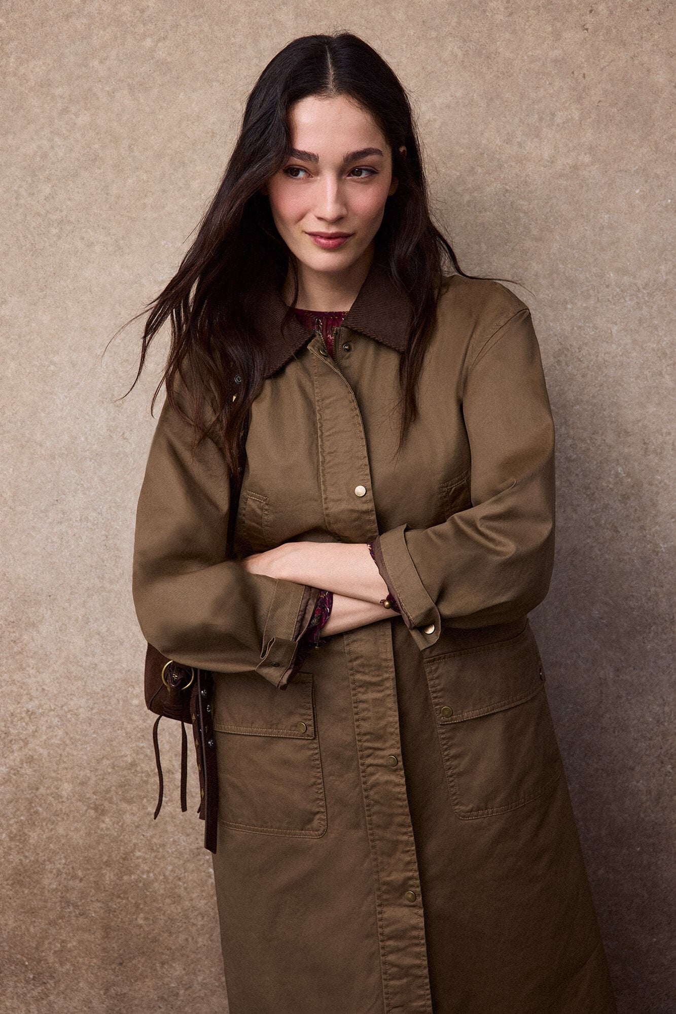 Slowlove Parka larga encerada Dorado