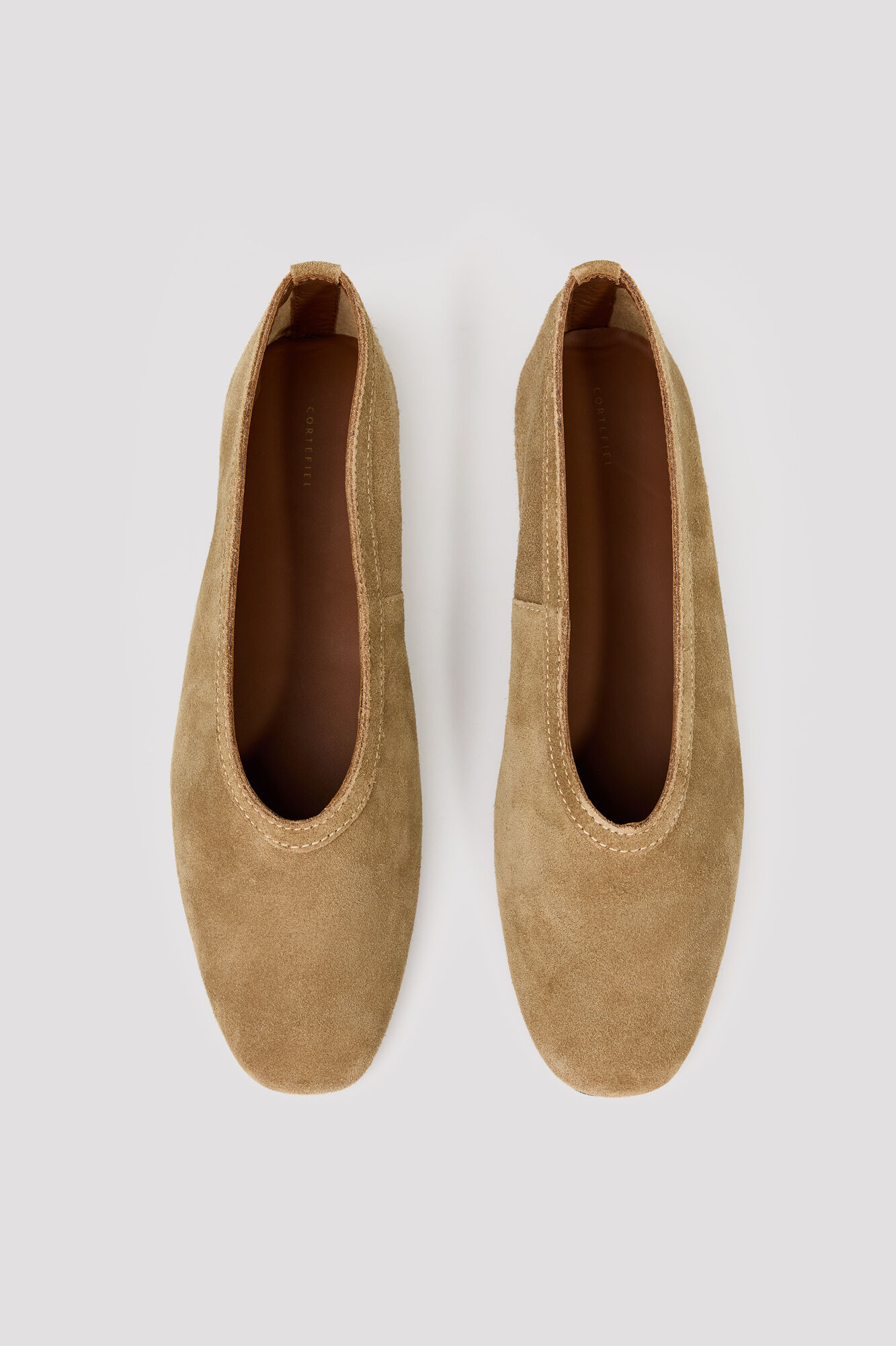 Cortefiel Suede leather ballet flats Nude