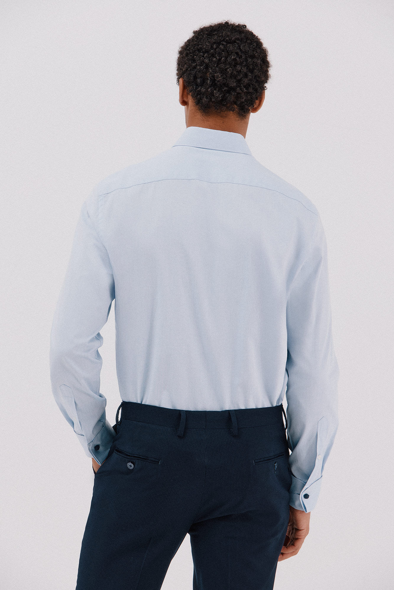 Cortefiel Camisa gemelos lisa f&aacute;cil plancha Azul