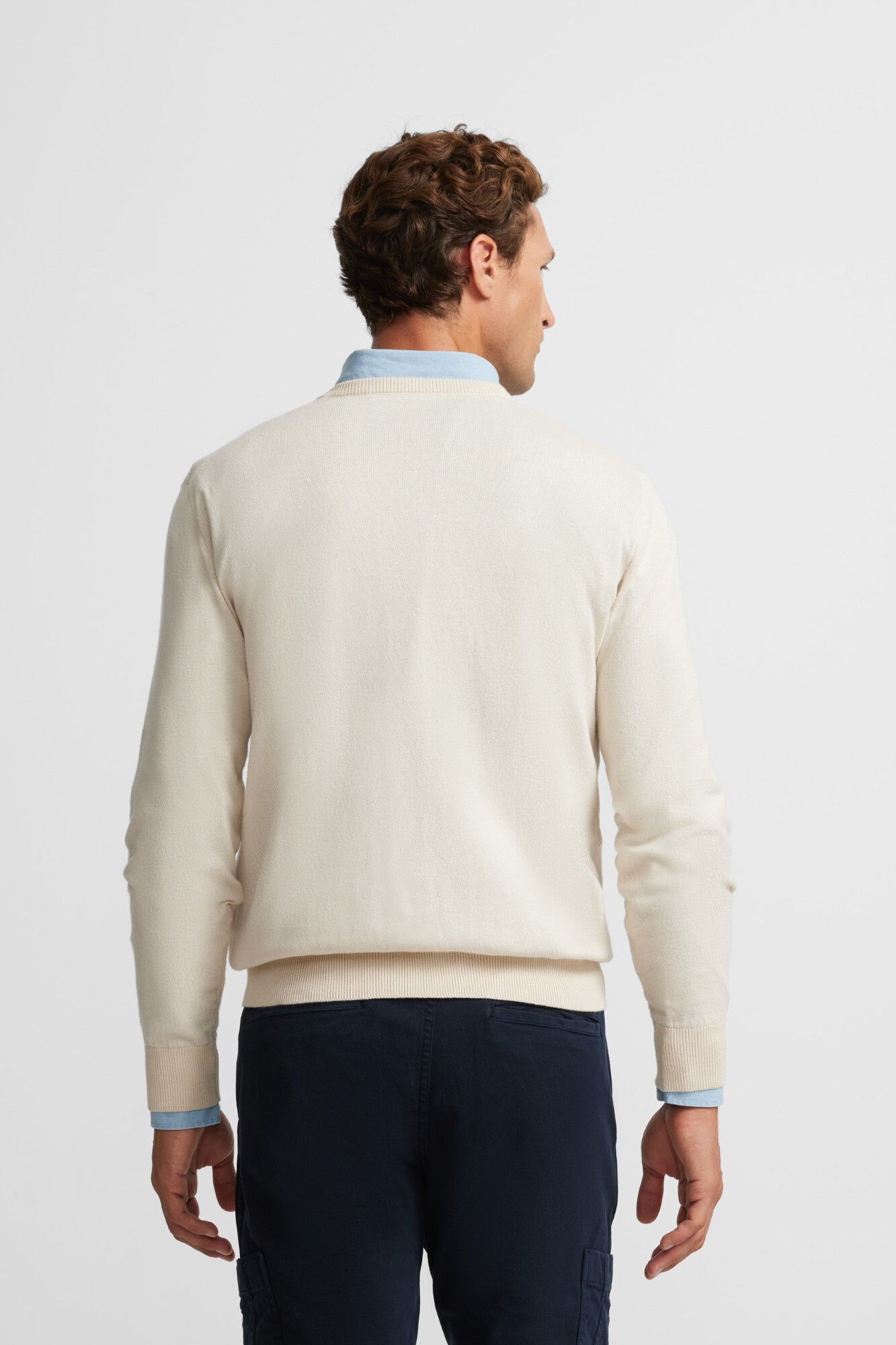 Silbon Jersey liso cuello pico Beige