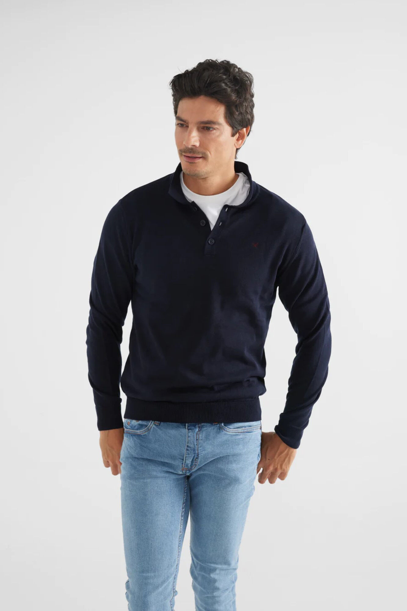 Silbon Navy Silbon jumper with polo shirt collar Navy