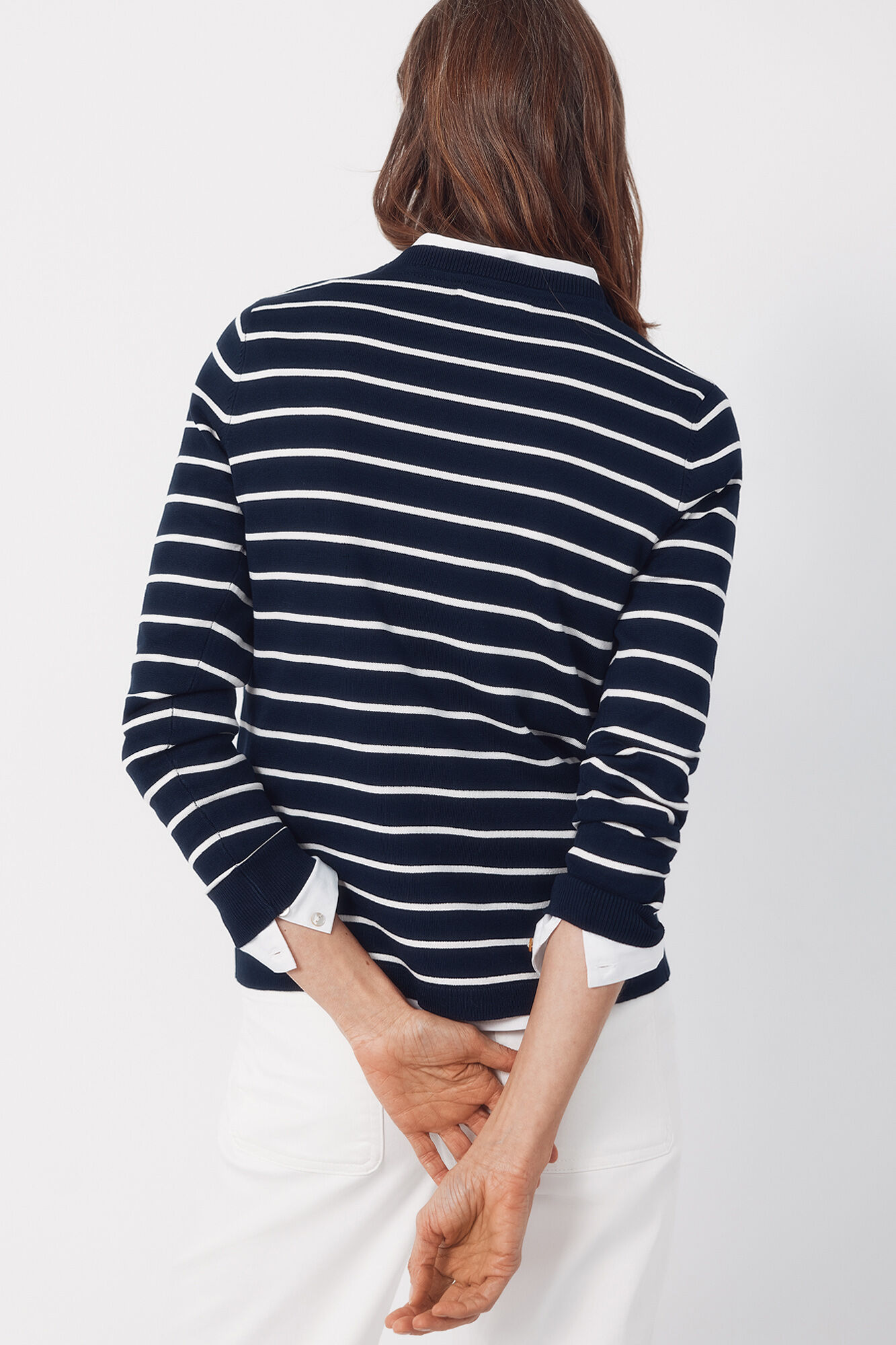 Cortefiel Striped jersey-knit jumper Navy