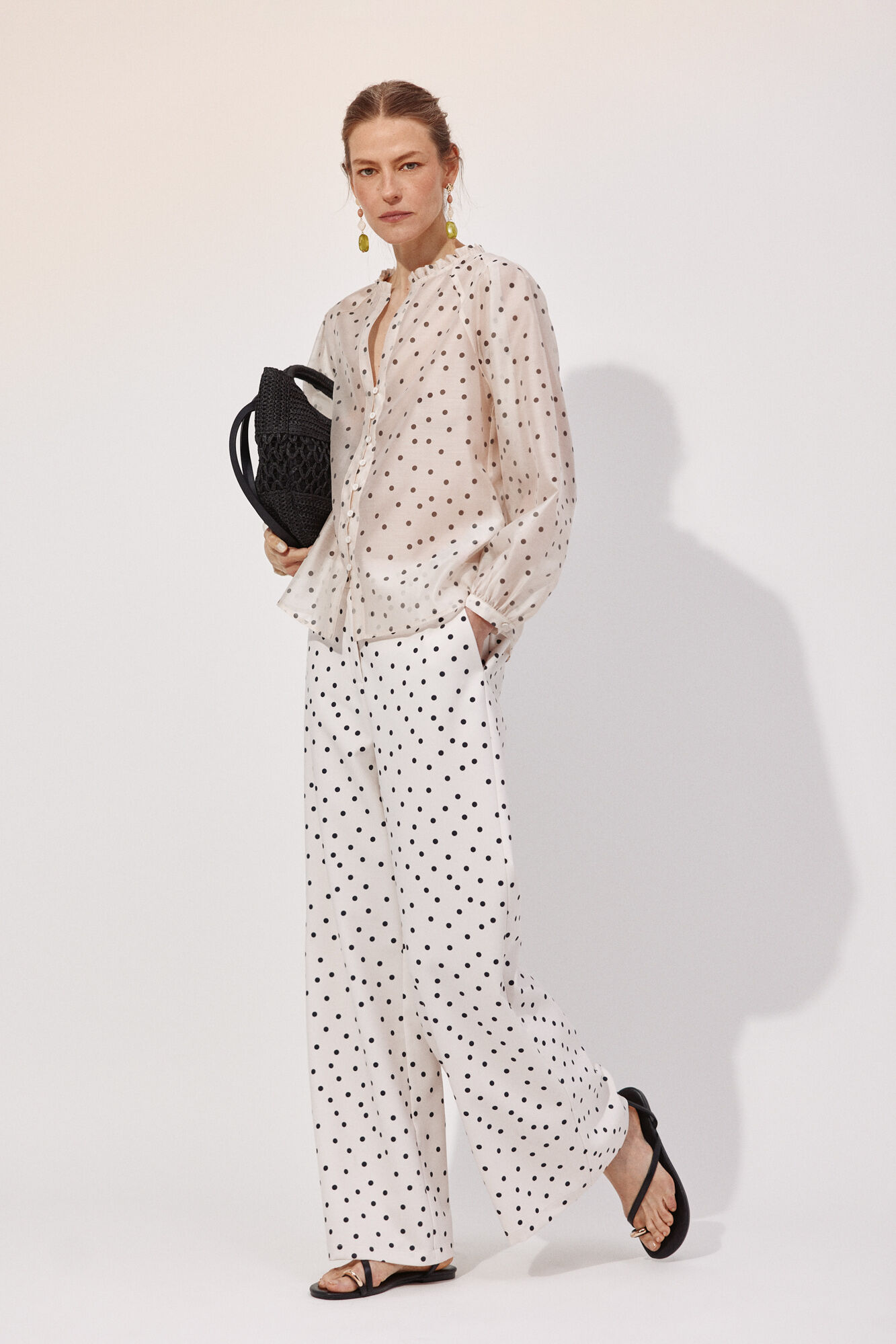 Cortefiel Polka-dots ruffle blouse Multicolour