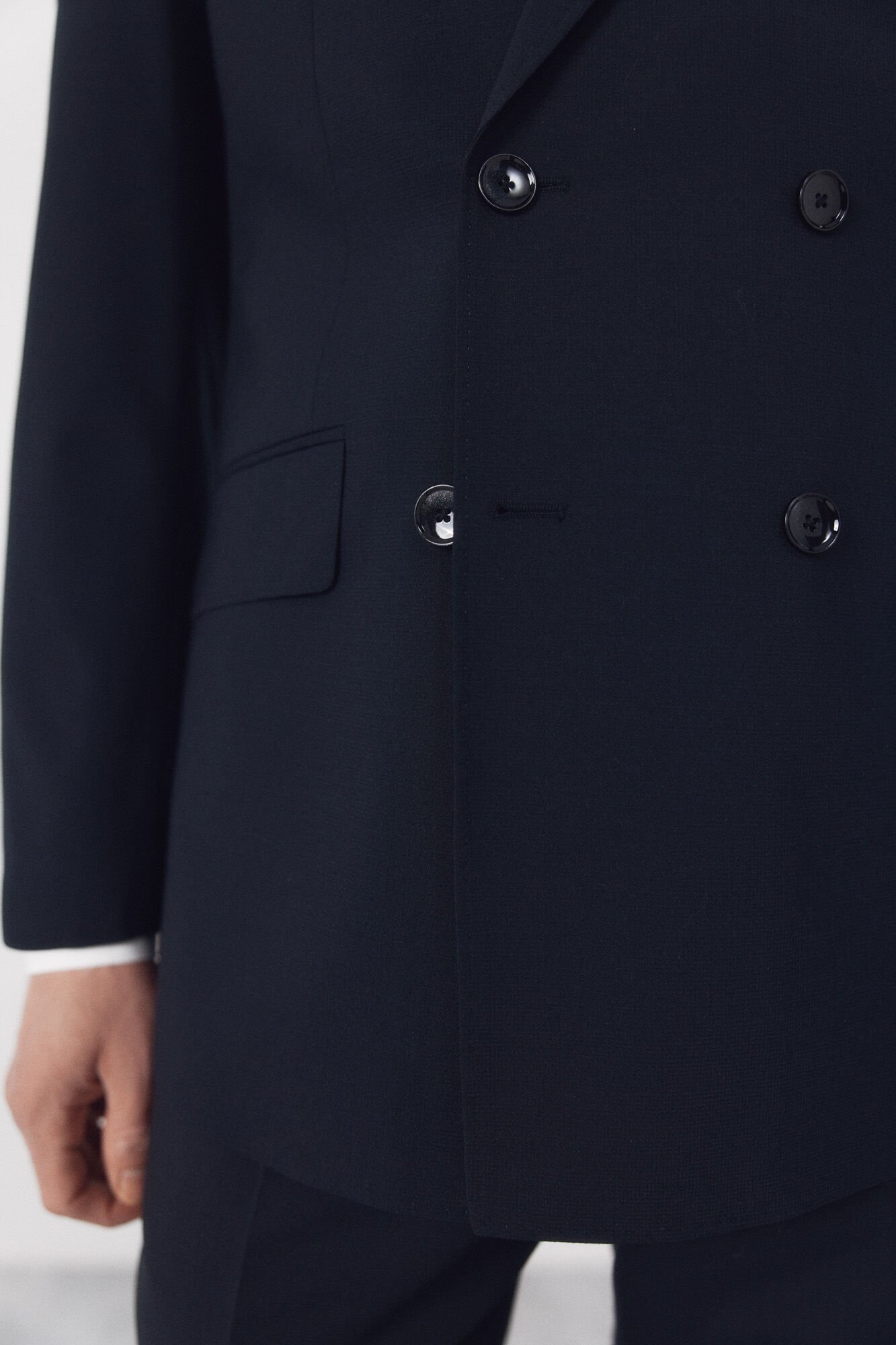 Cortefiel Blue dynamic structure double-breasted blazer Navy