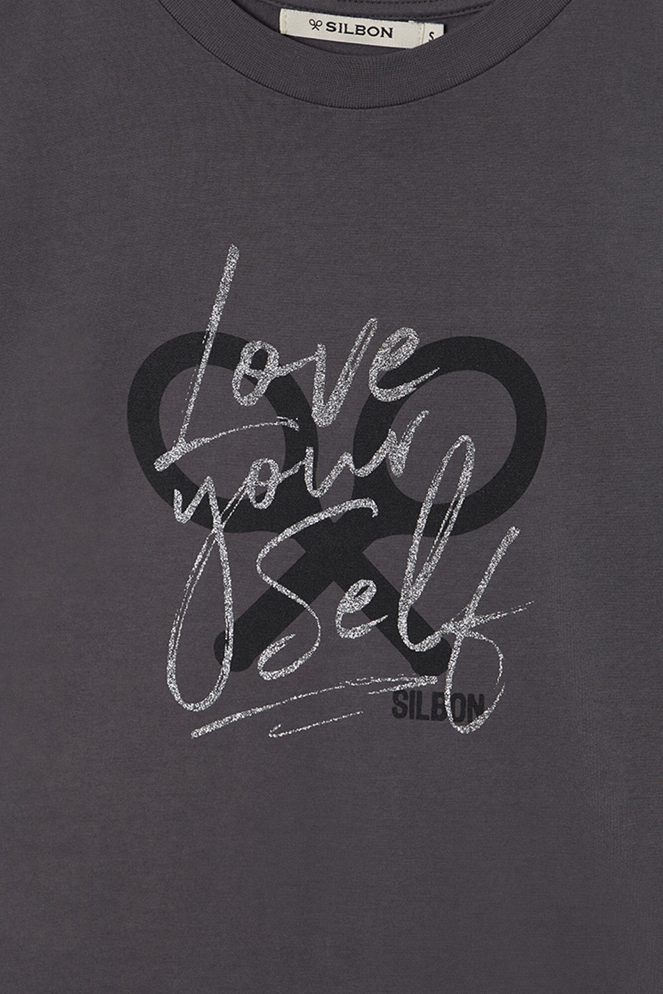 Silbon Women's roll-out sleeve T-shirt  Black