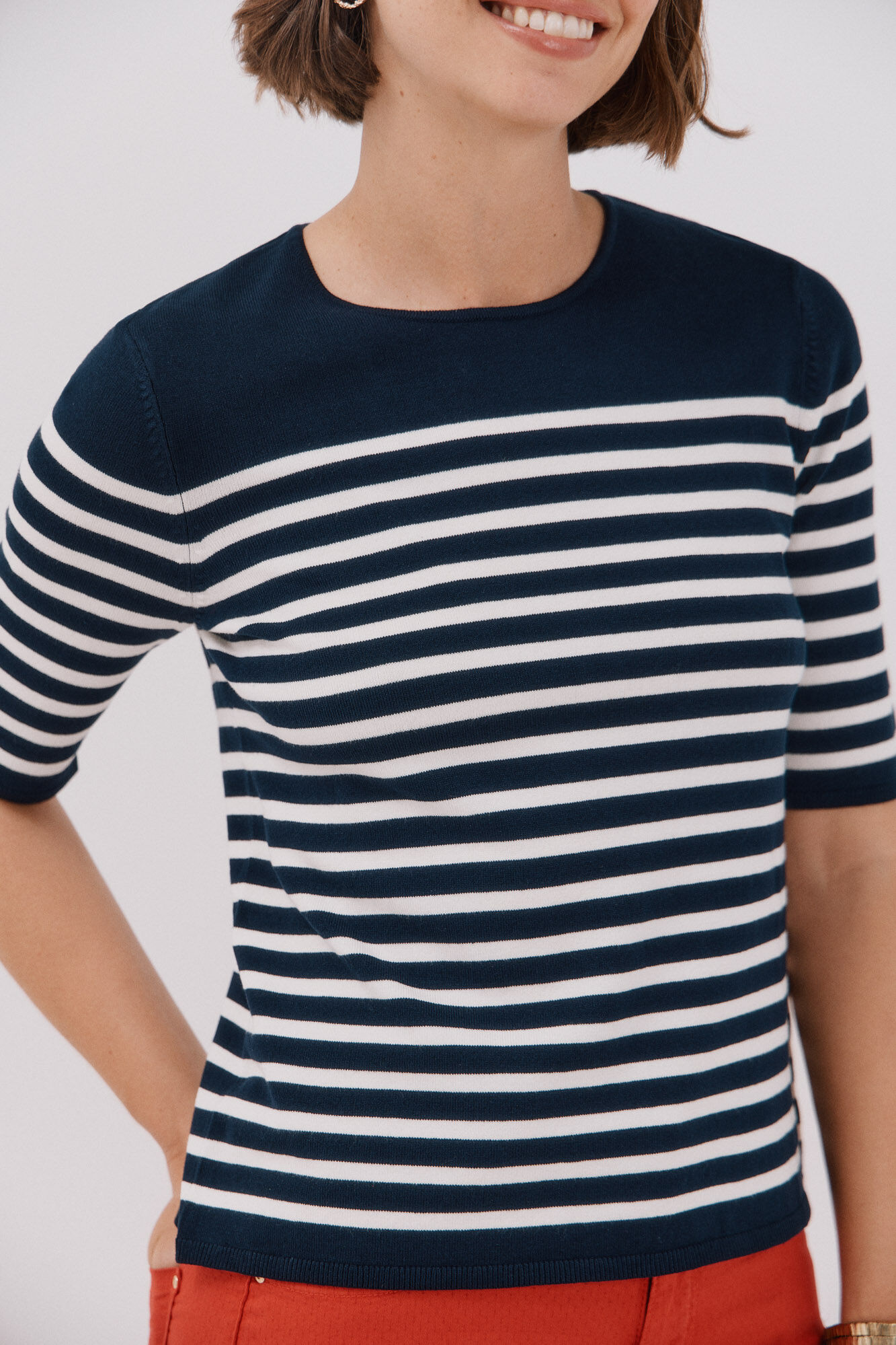 Cortefiel Short-sleeved jumper Navy