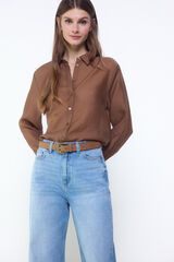 Slowlove Camisa em organza Castanho