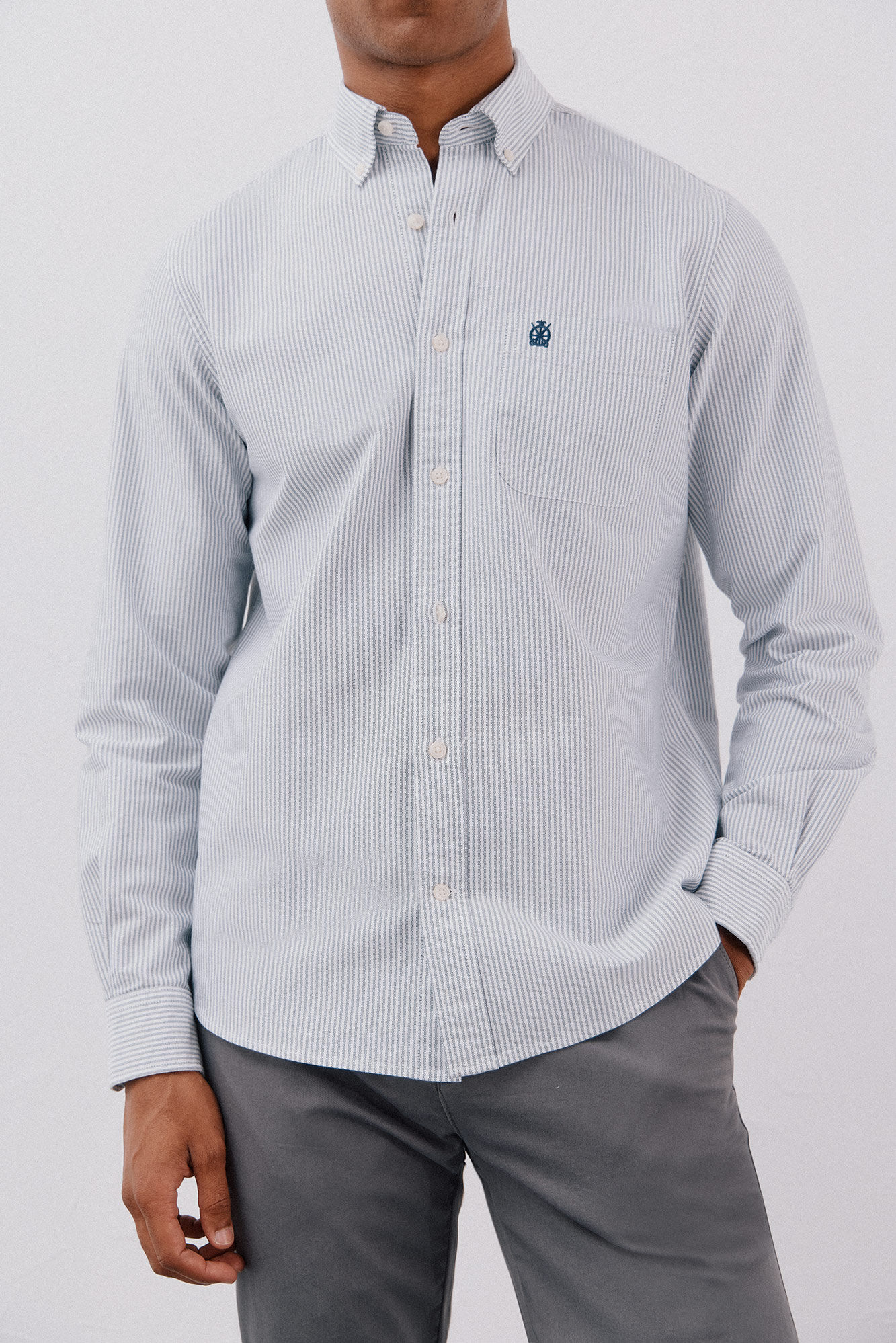 Cortefiel Candle stripe oxford shirt Navy