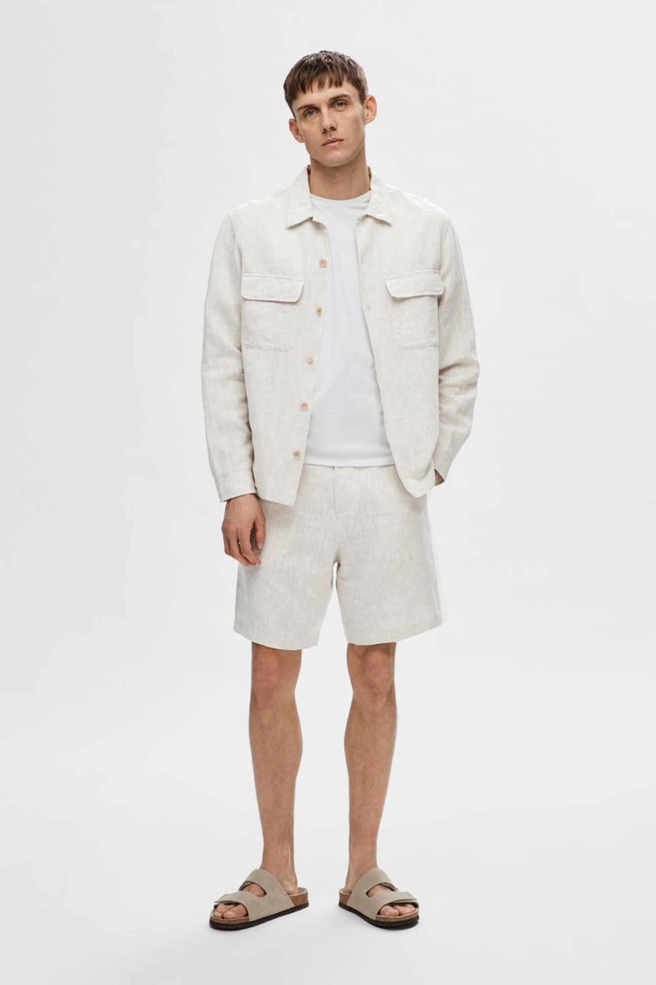 Selected Sobrecamisa de linho Regular Fit Cinzento