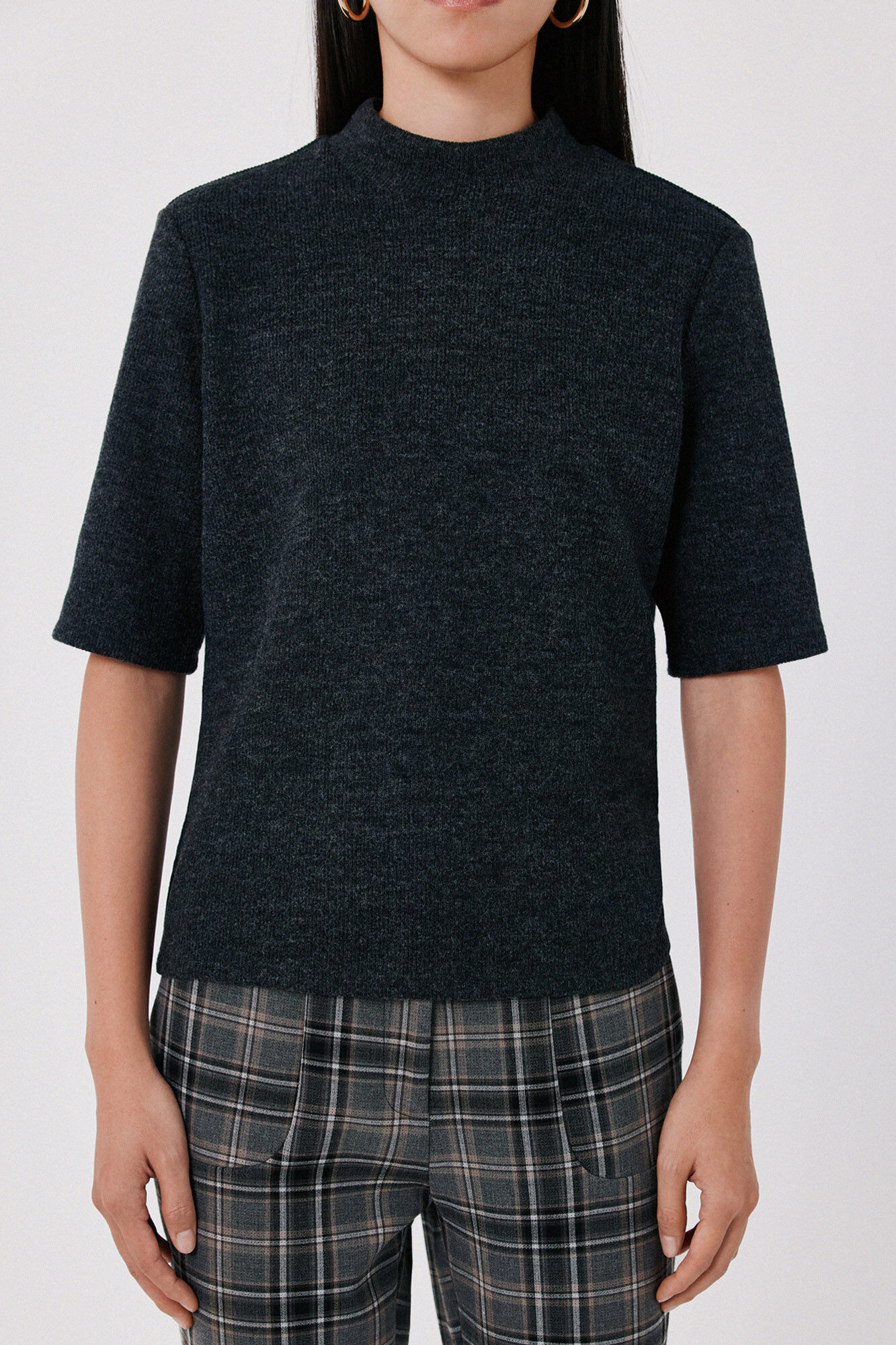 Cortefiel Short sleeve top Dark grey