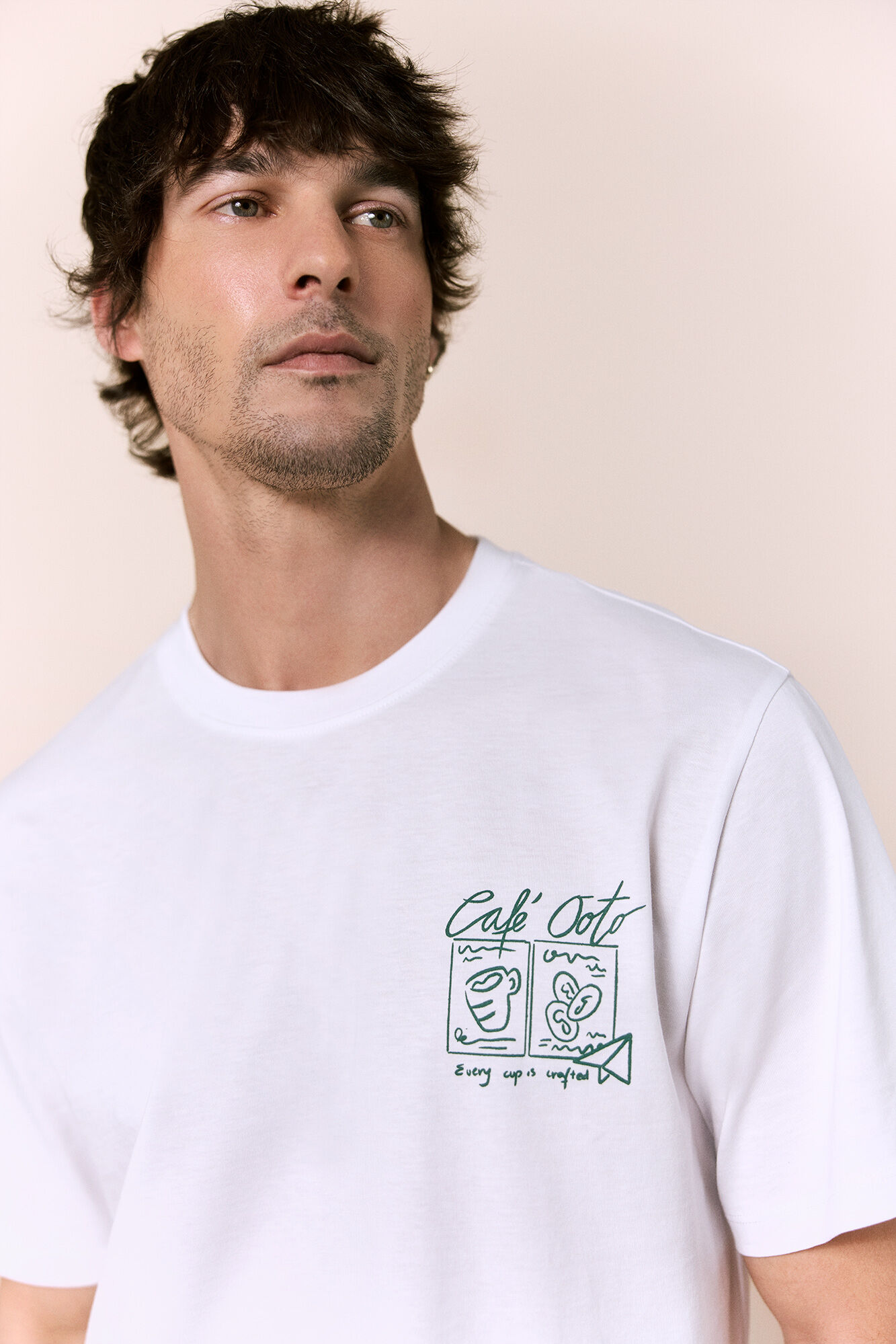 OOTO T-shirt gr&aacute;fica lavada Branco