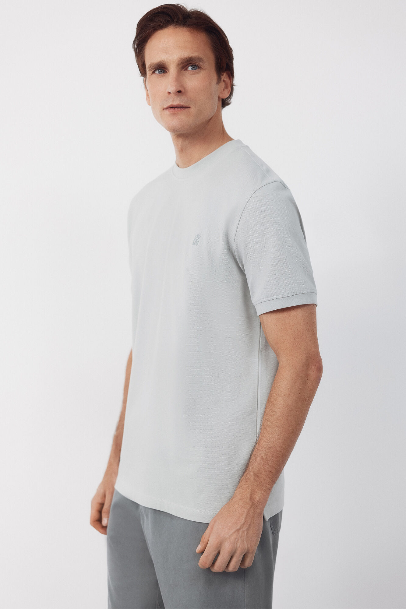 Cortefiel Piqu&eacute; basic T-shirt Grey