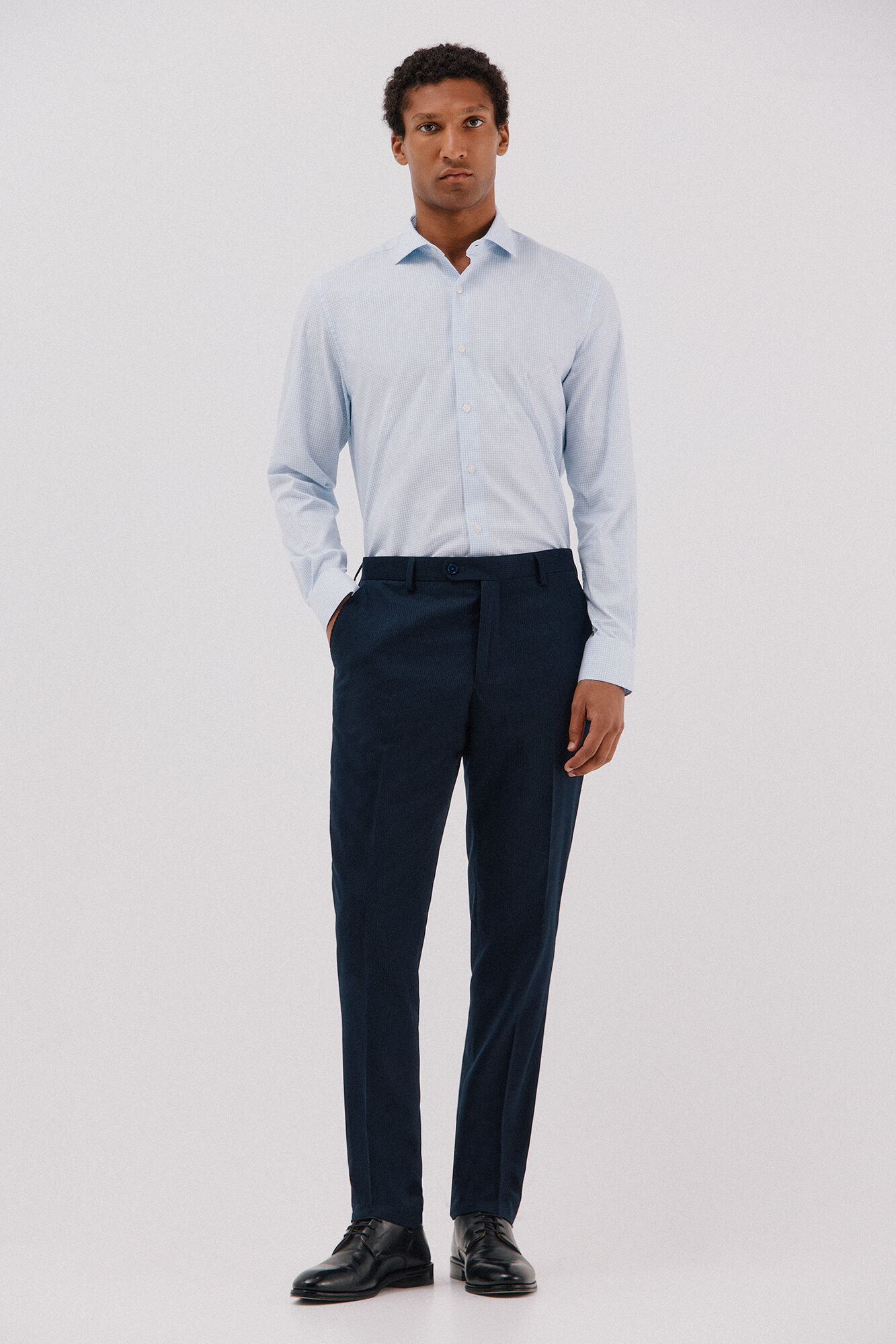 Cortefiel Camisa quadrados f&aacute;cil de engomar Azul