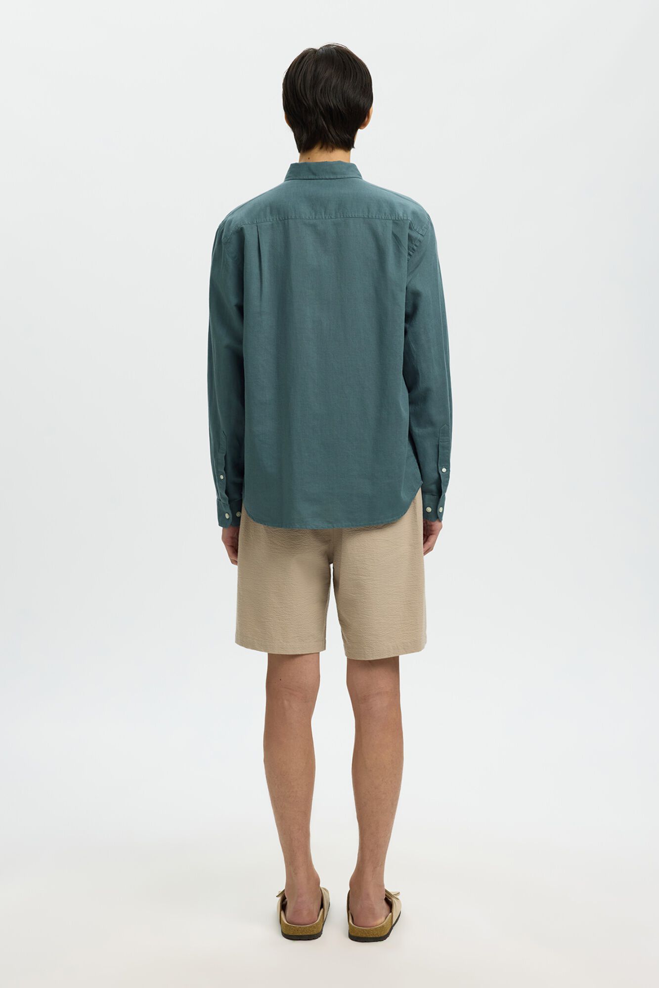 Selected Camisa de manga comprida em linho Verde