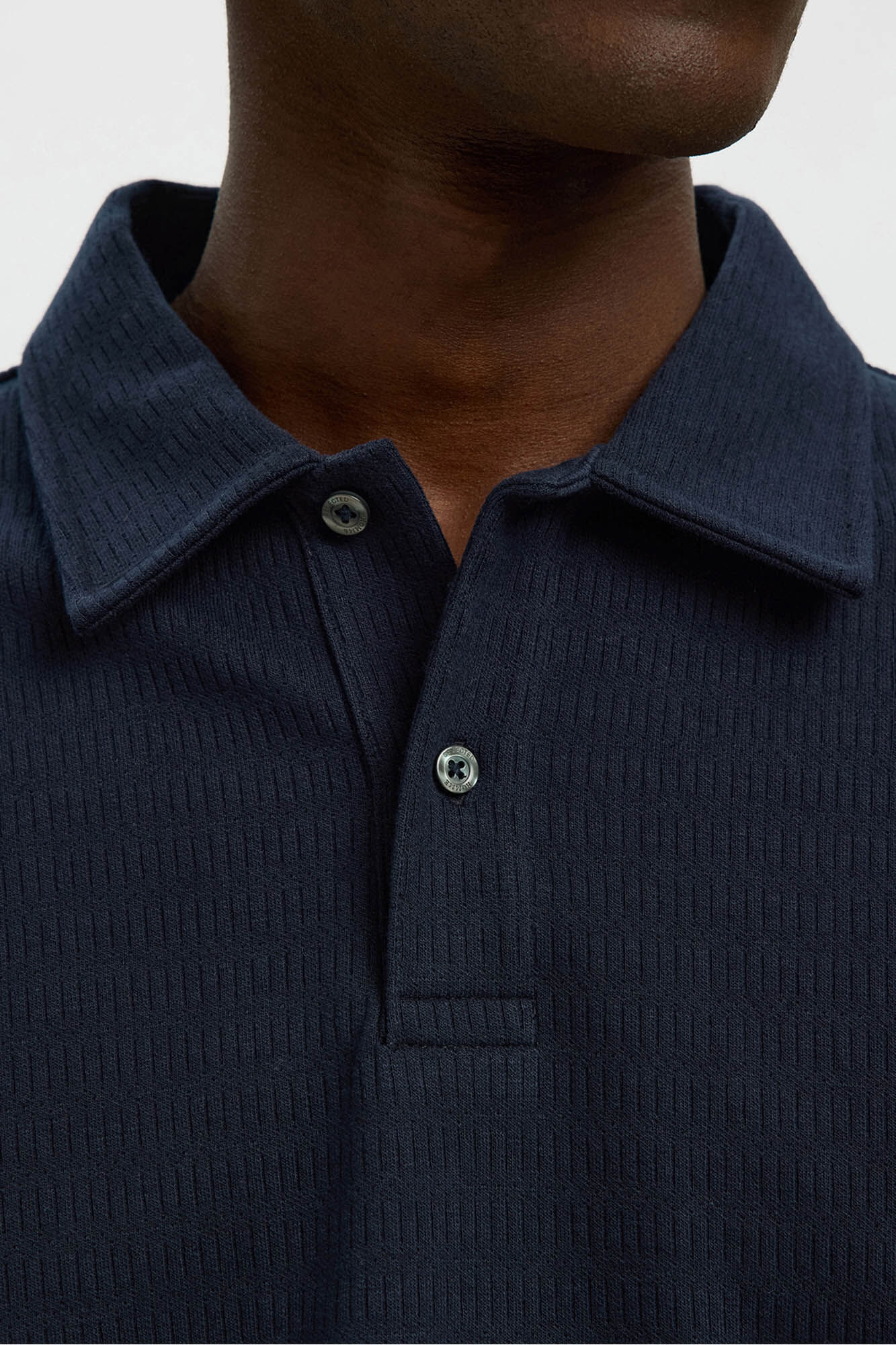 Selected Camisa polo jacquard de manga comprida , 100% algod&atilde;o org&acirc;nico