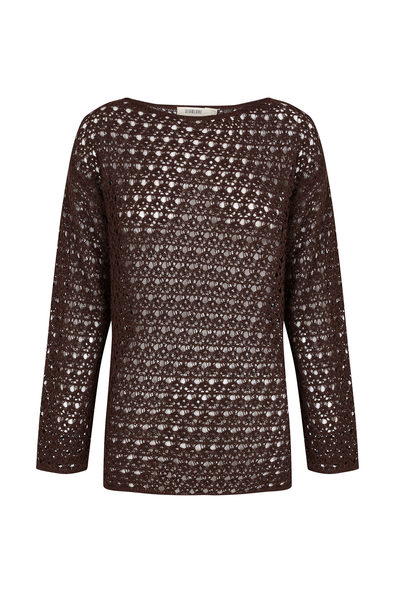 Slowlove Camisola de malha rendada Castanho