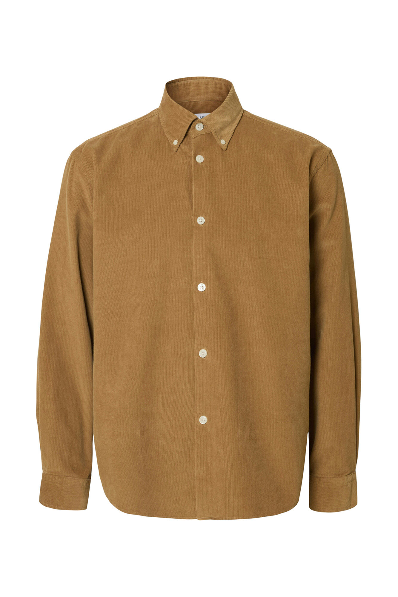 Selected Camisa de veludo cotel&ecirc; 100% algod&atilde;o org&acirc;nico  Castanho