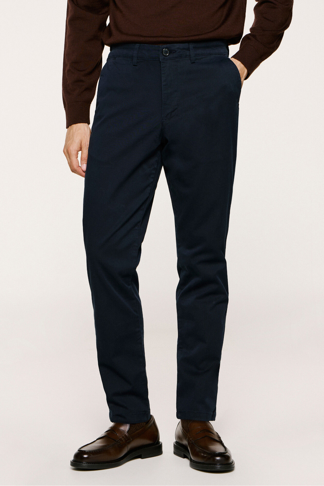 Selected Cal&ccedil;a cal&ccedil;as chino slim fit feita de algod&atilde;o org&acirc;nico  Azul