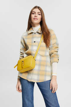 Cortefiel Small faux leather crossbody bag Yellow