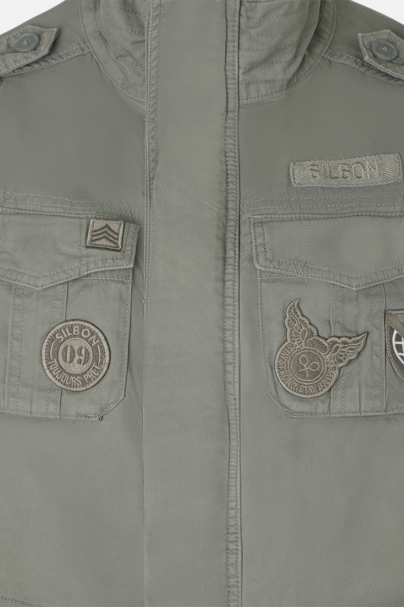 Silbon Casaco militar com manchas tingidas Verde