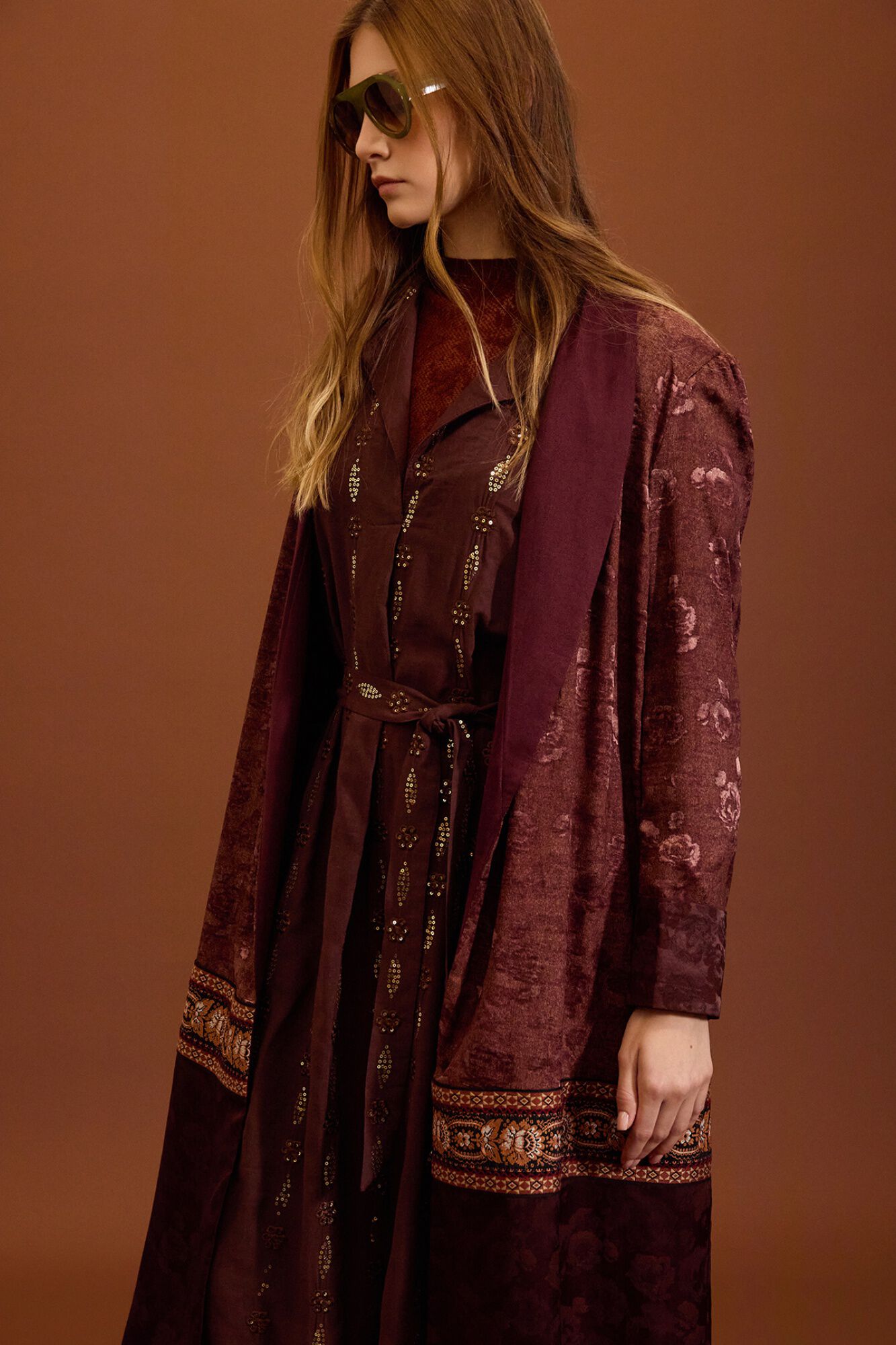 Meisie Caftan em jacquard acetinado Granada