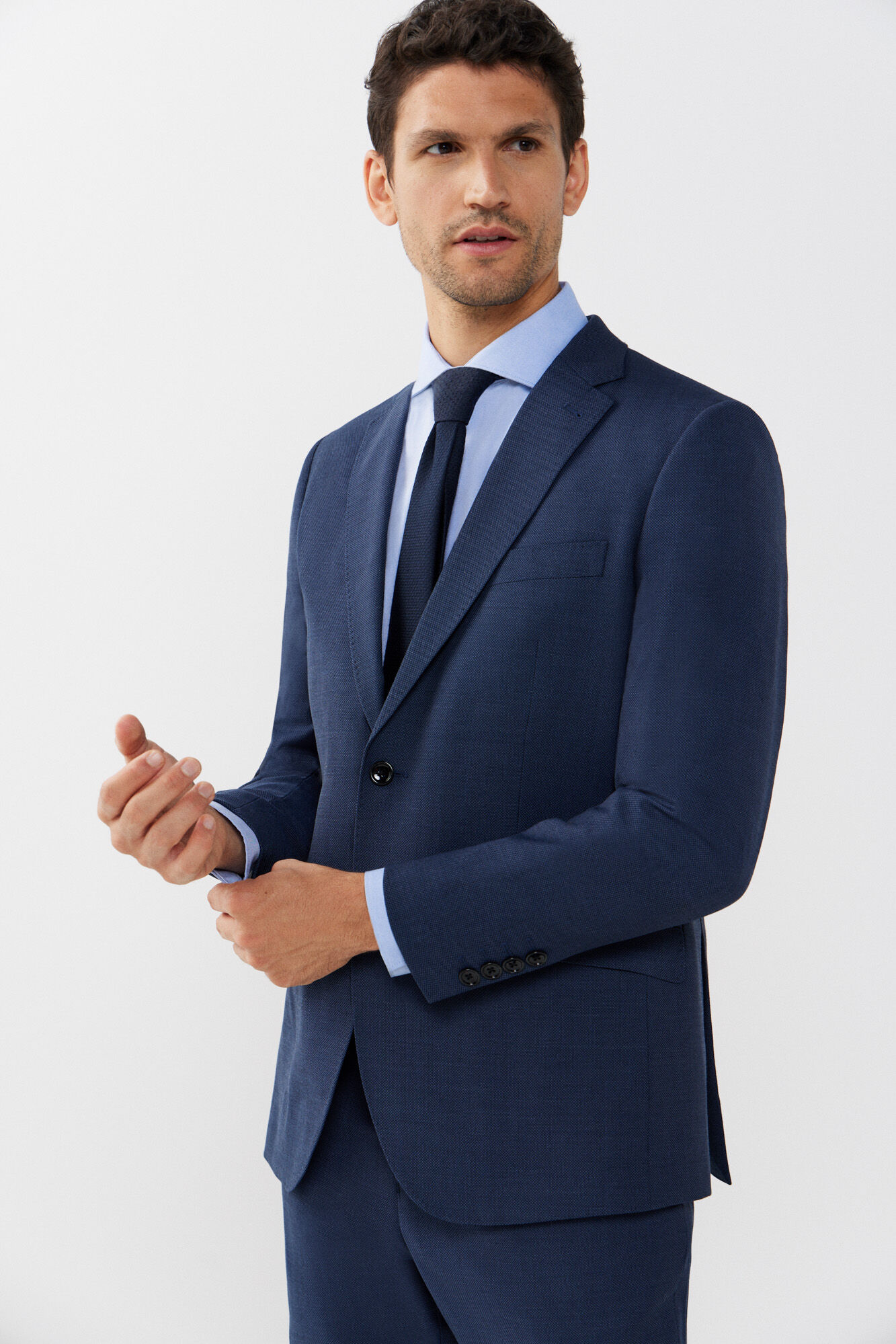 Cortefiel Coolmax&reg; birdseye weave blazer Blue