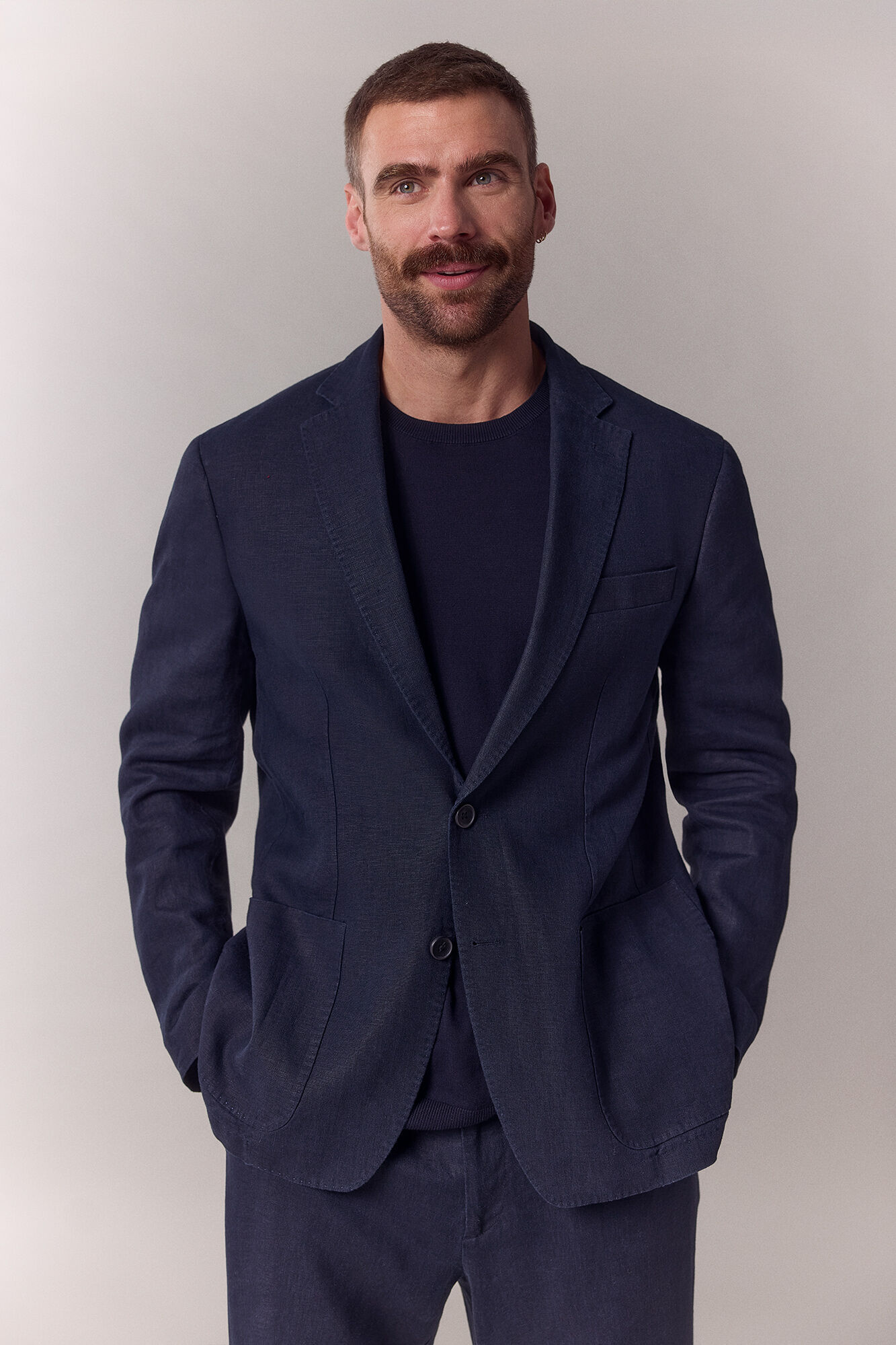 OOTO Blazer coordenado mistura de linho Azul