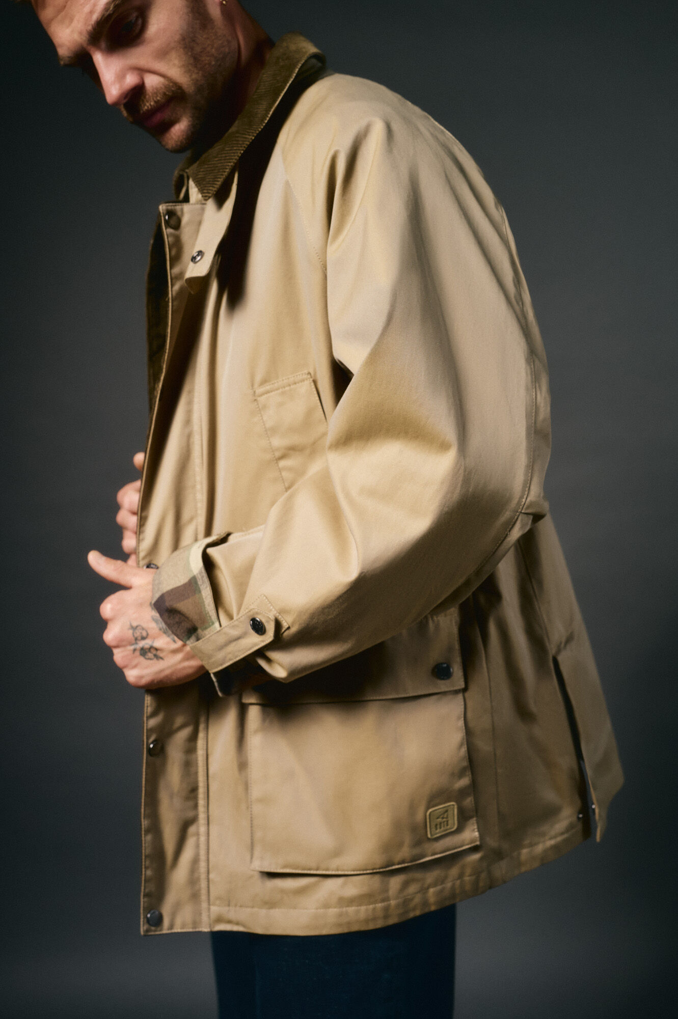 OOTO Parka tecido efeito encerado Tostado