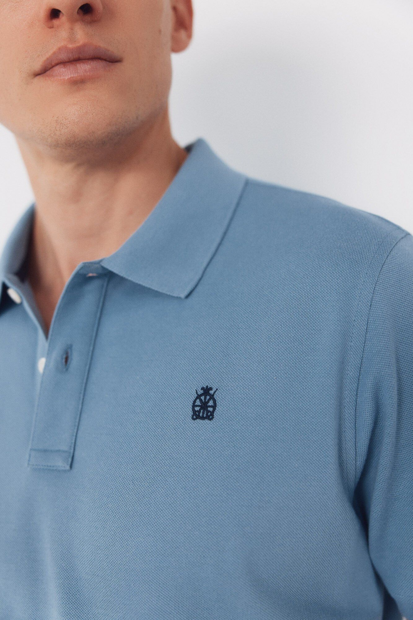 Cortefiel Basic piqu&eacute; polo shirt Blue