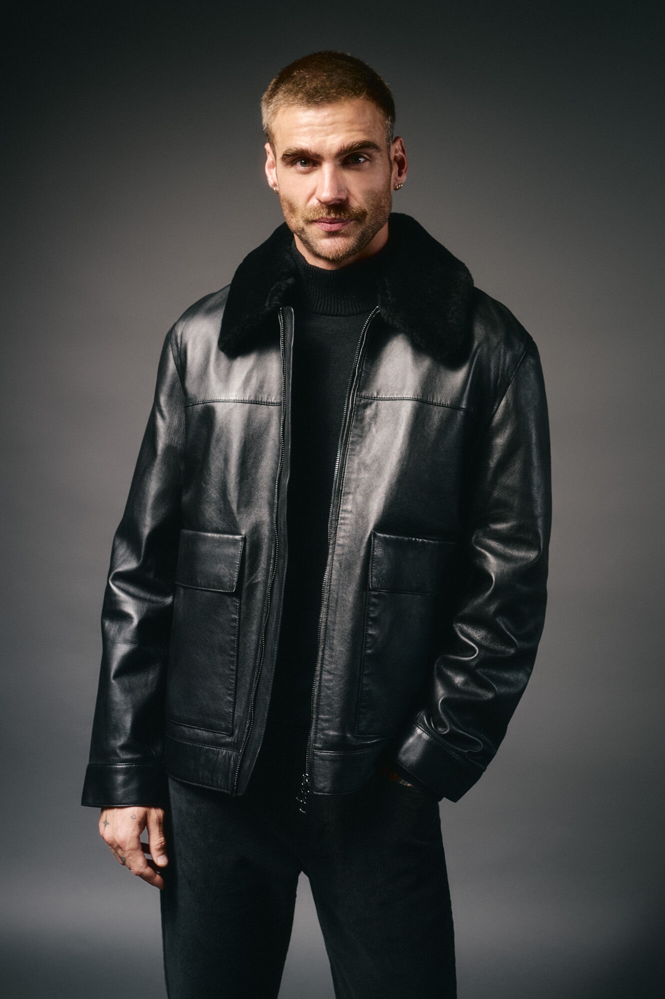 OOTO Cazadora piel cuello camisero