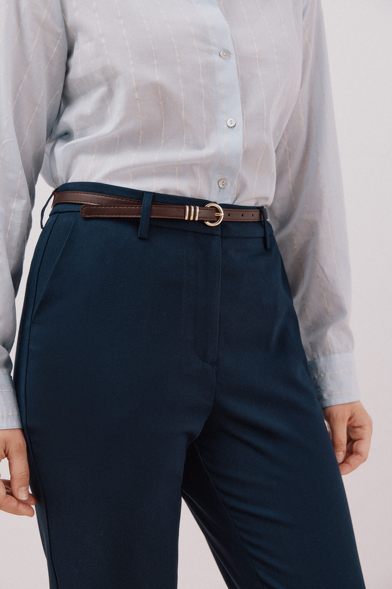 Cortefiel Pants with belt Navy