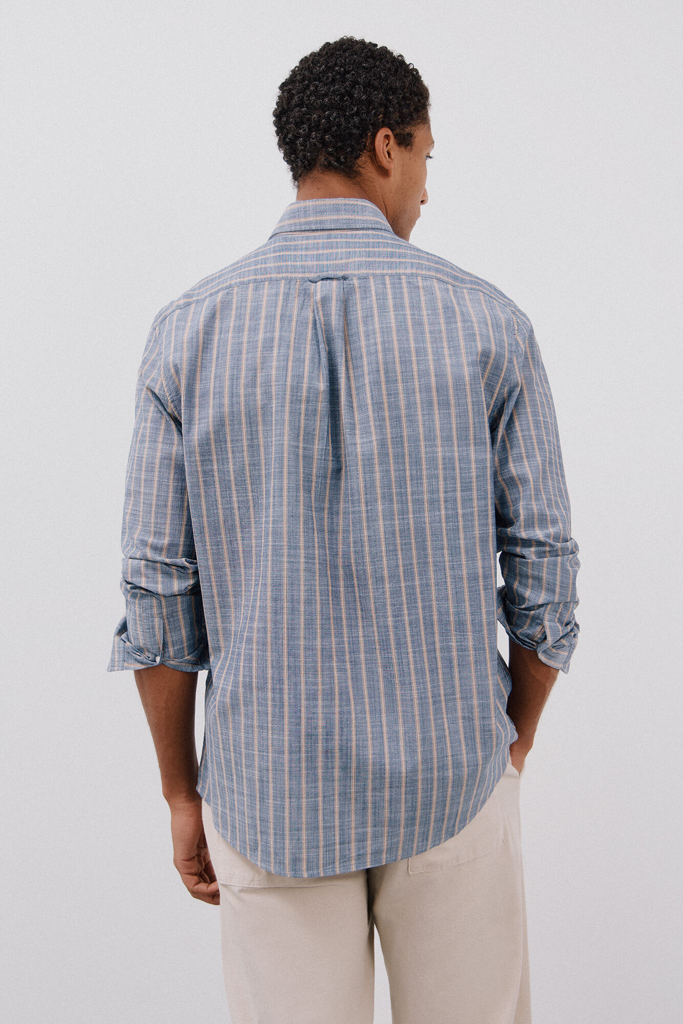 Cortefiel Camisa riscas em chamas Azul