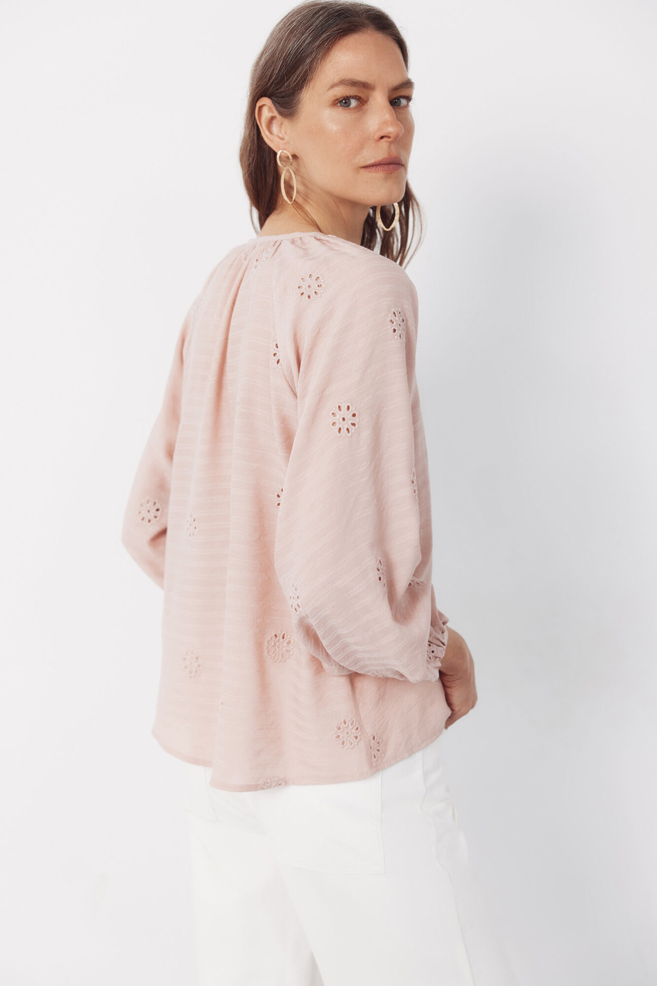 Cortefiel Embroidered blouse Pink