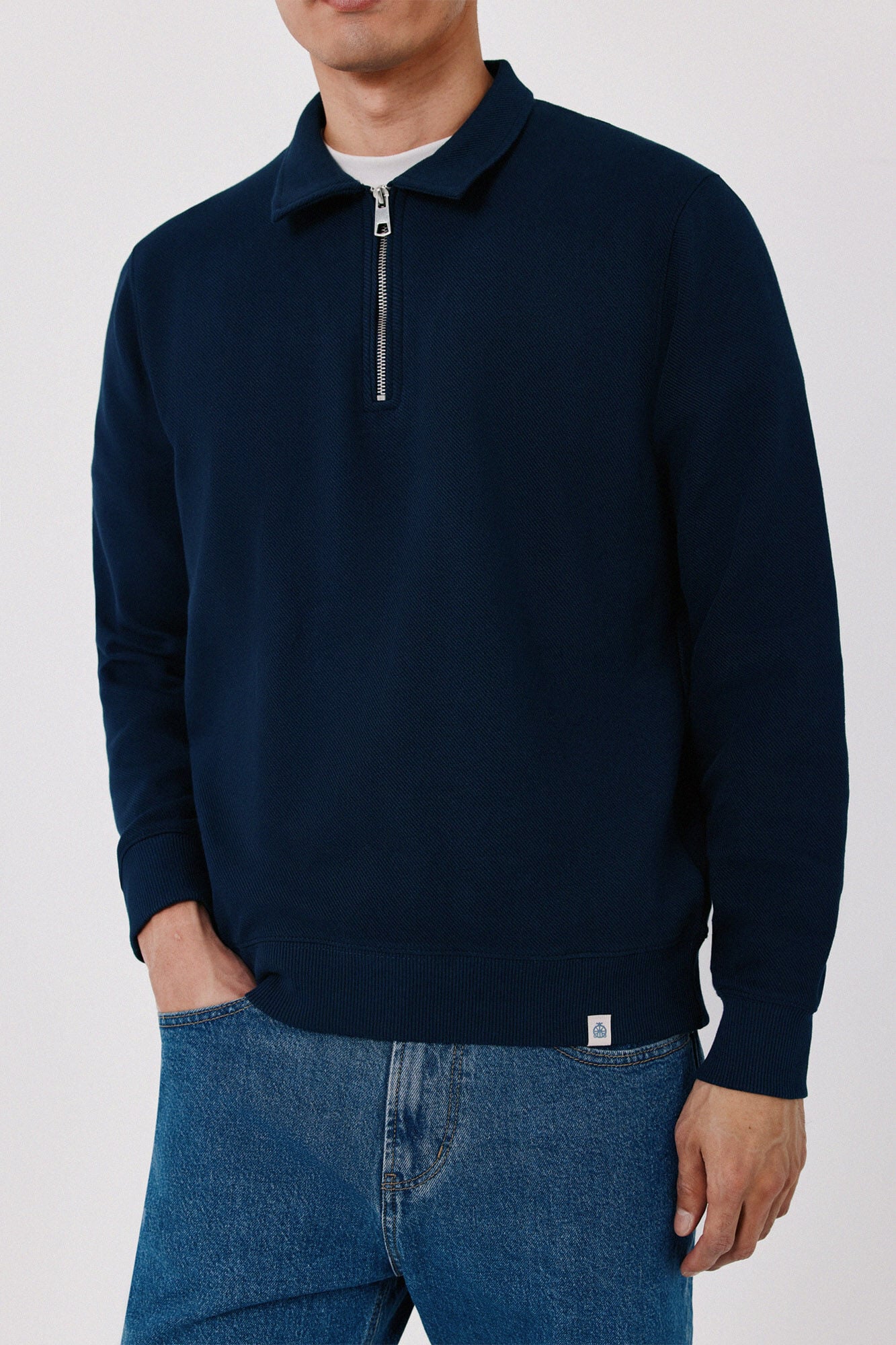 Cortefiel Zip neck sweatshirt Navy