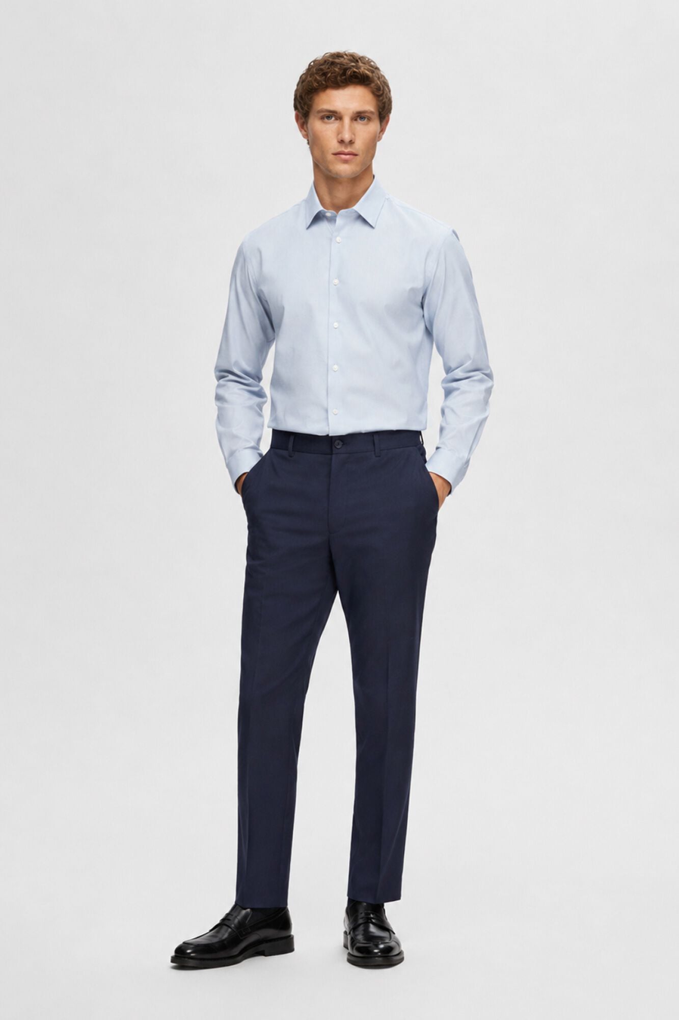 Selected Slim fit suit trousers made from recycled materials Navy