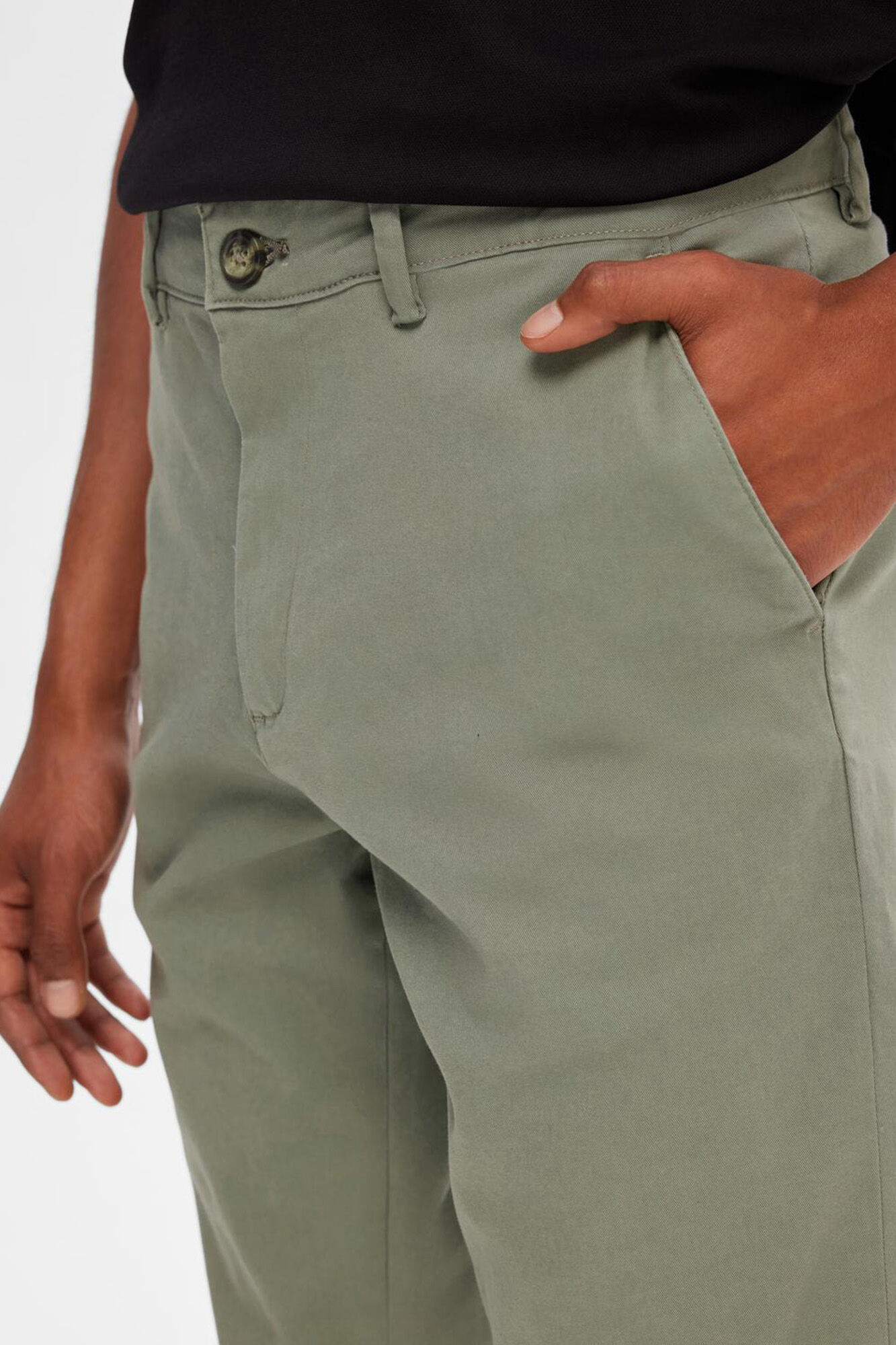 Selected Cal&ccedil;a cal&ccedil;as chino slim fit feita de algod&atilde;o org&acirc;nico  Verde
